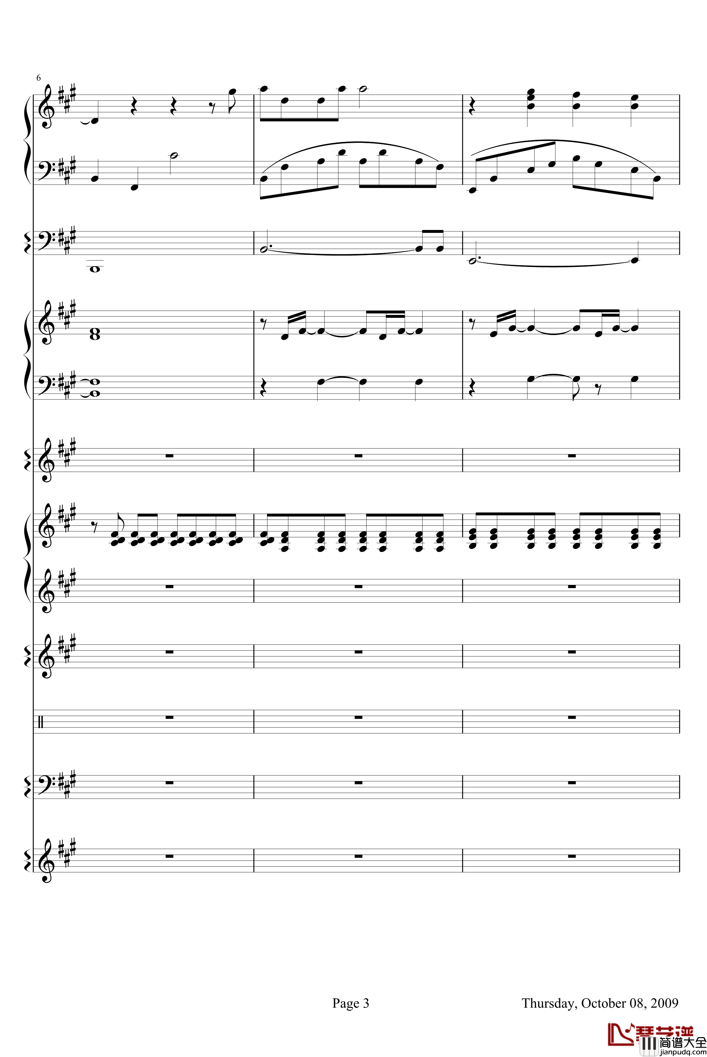 威尼斯无名士钢琴谱_欧美经典_克莱德曼