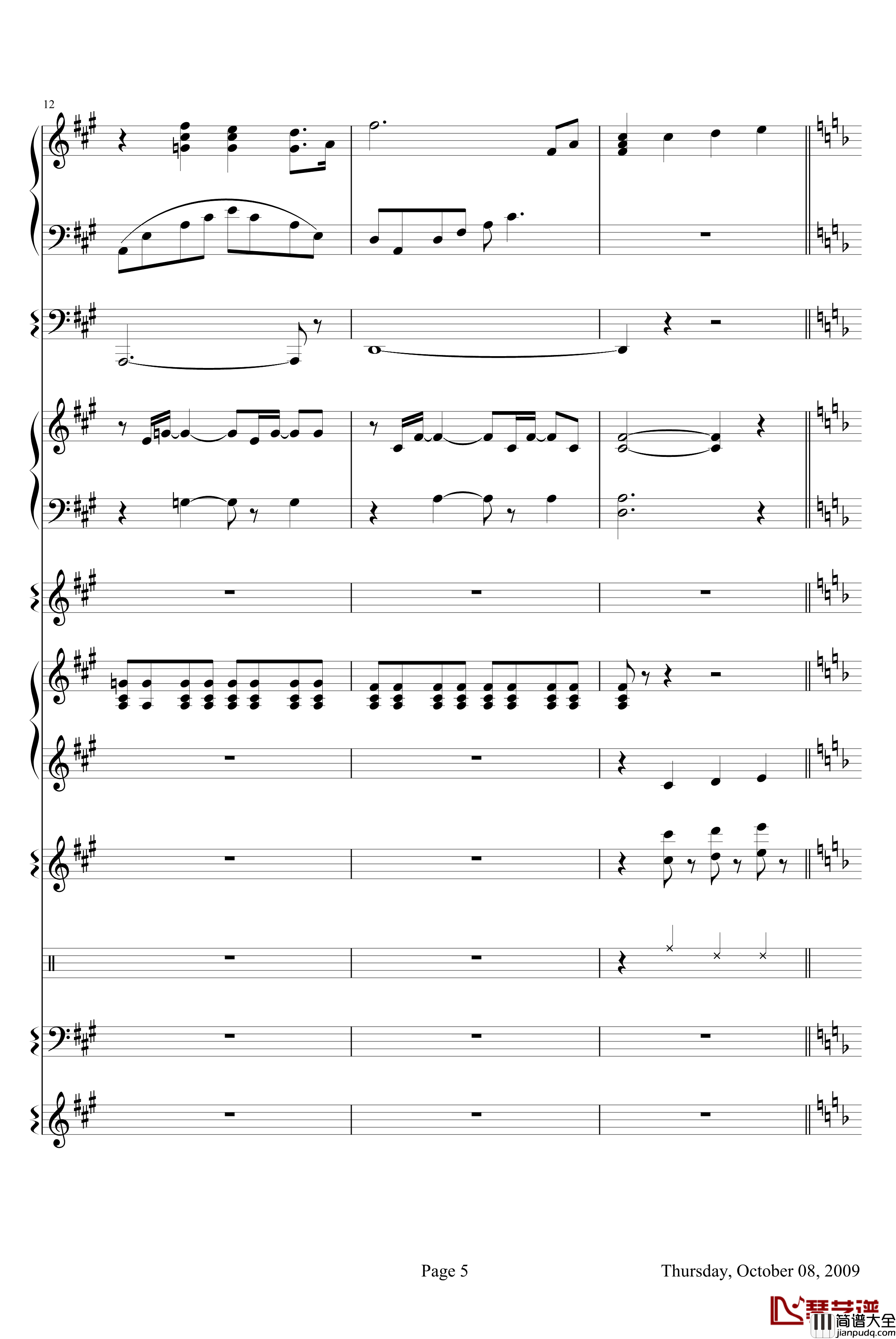 威尼斯无名士钢琴谱_欧美经典_克莱德曼