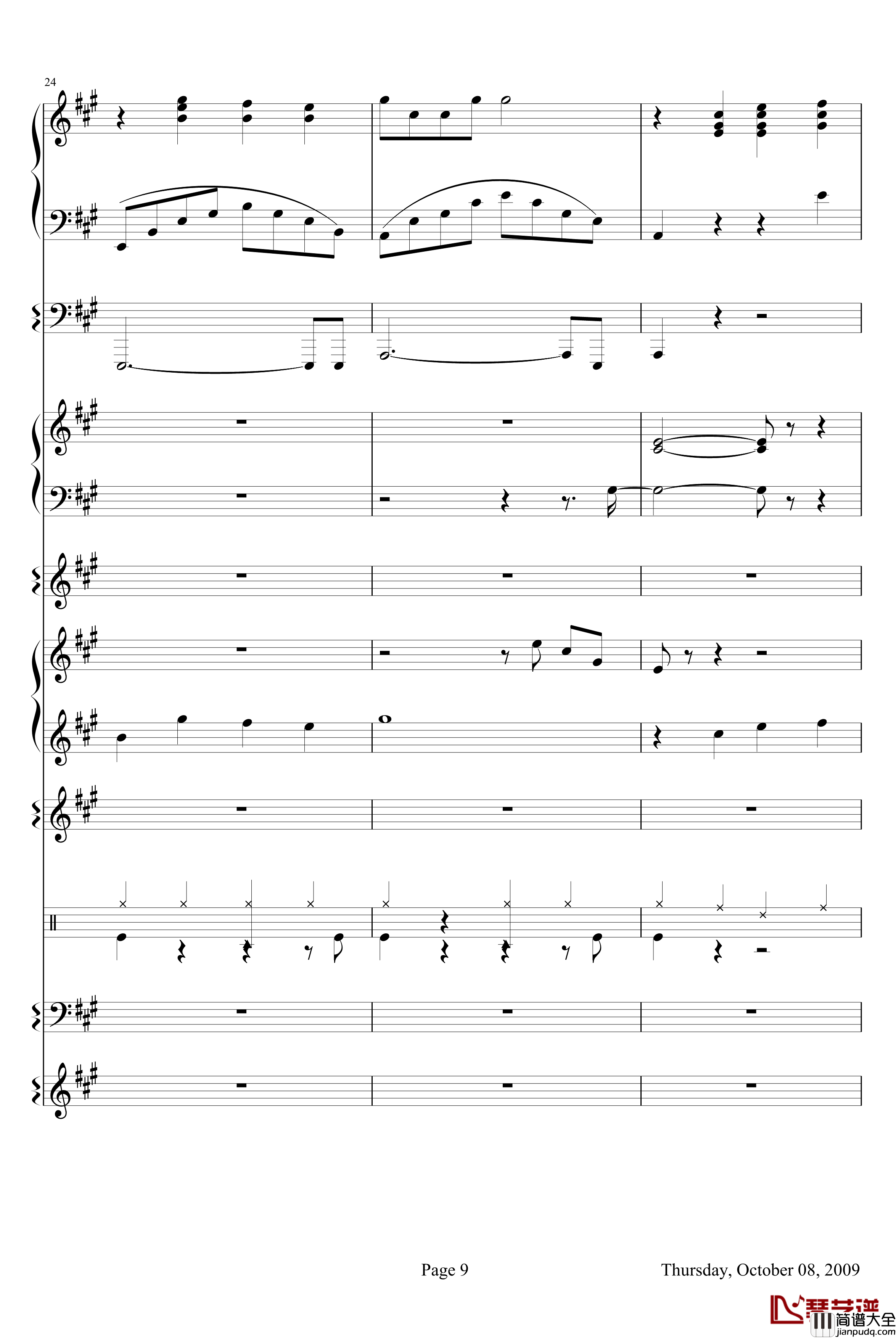 威尼斯无名士钢琴谱_欧美经典_克莱德曼