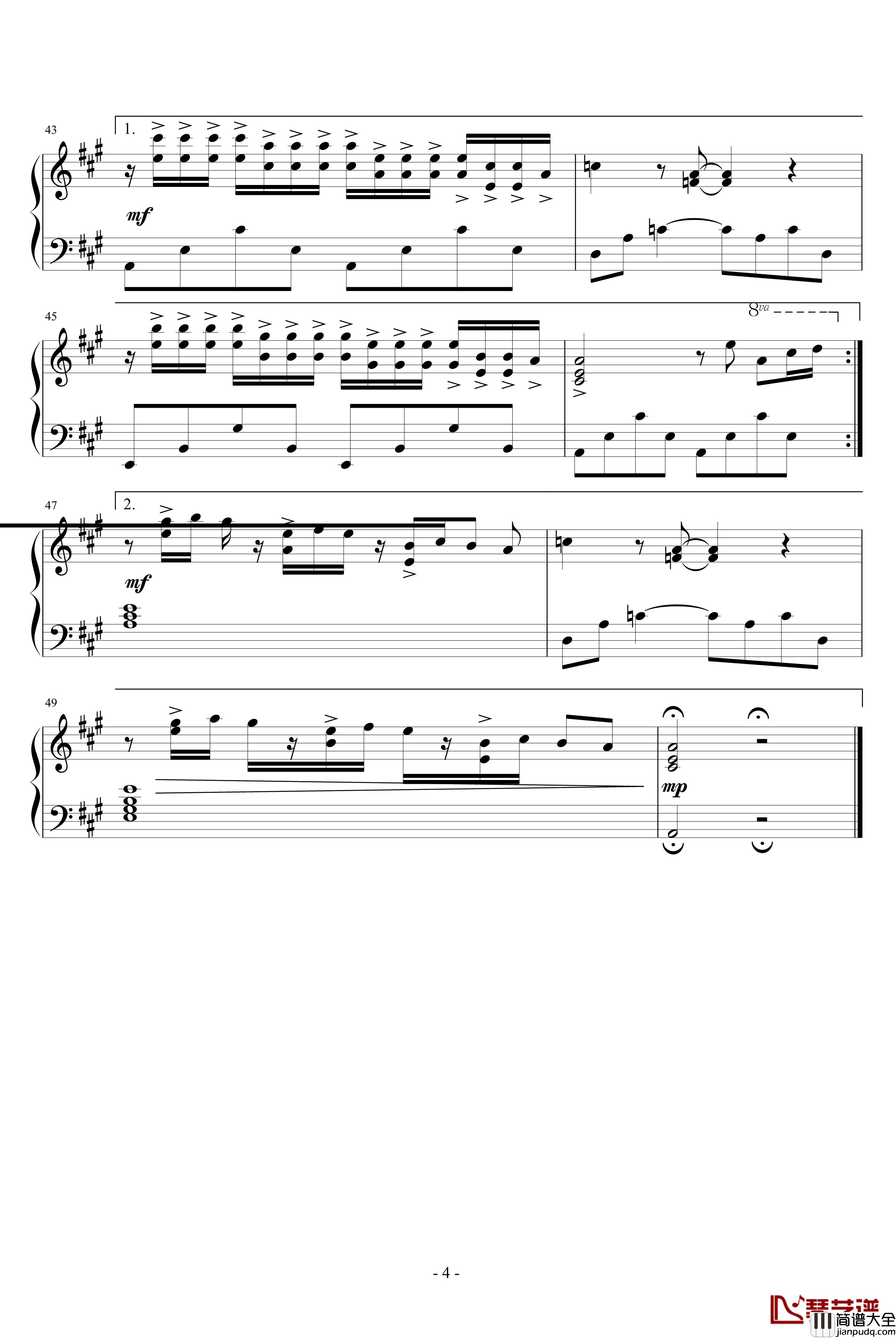 孤独钢琴谱_克莱德曼