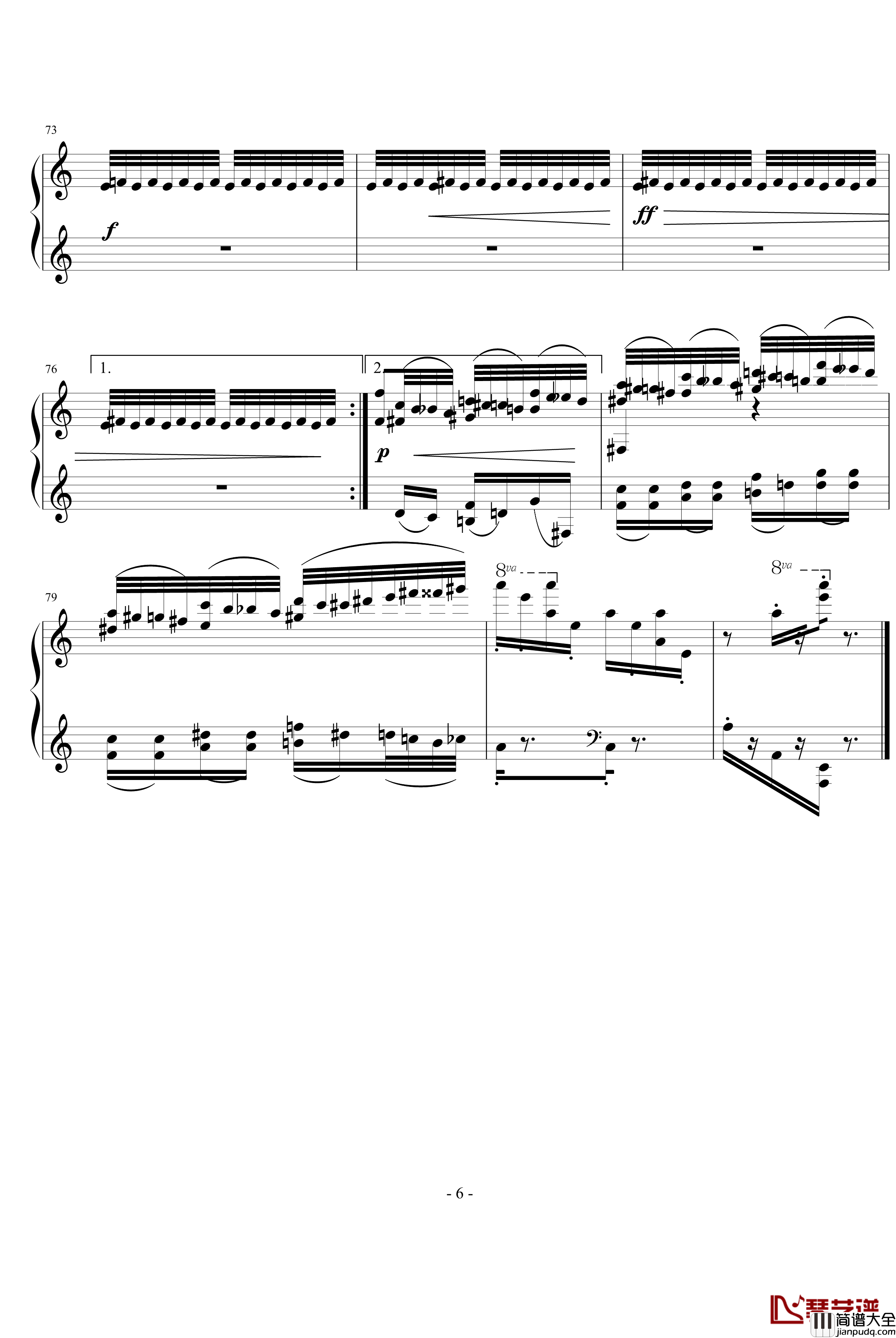 野蜂飞舞钢琴谱_齐夫拉版_世界名曲