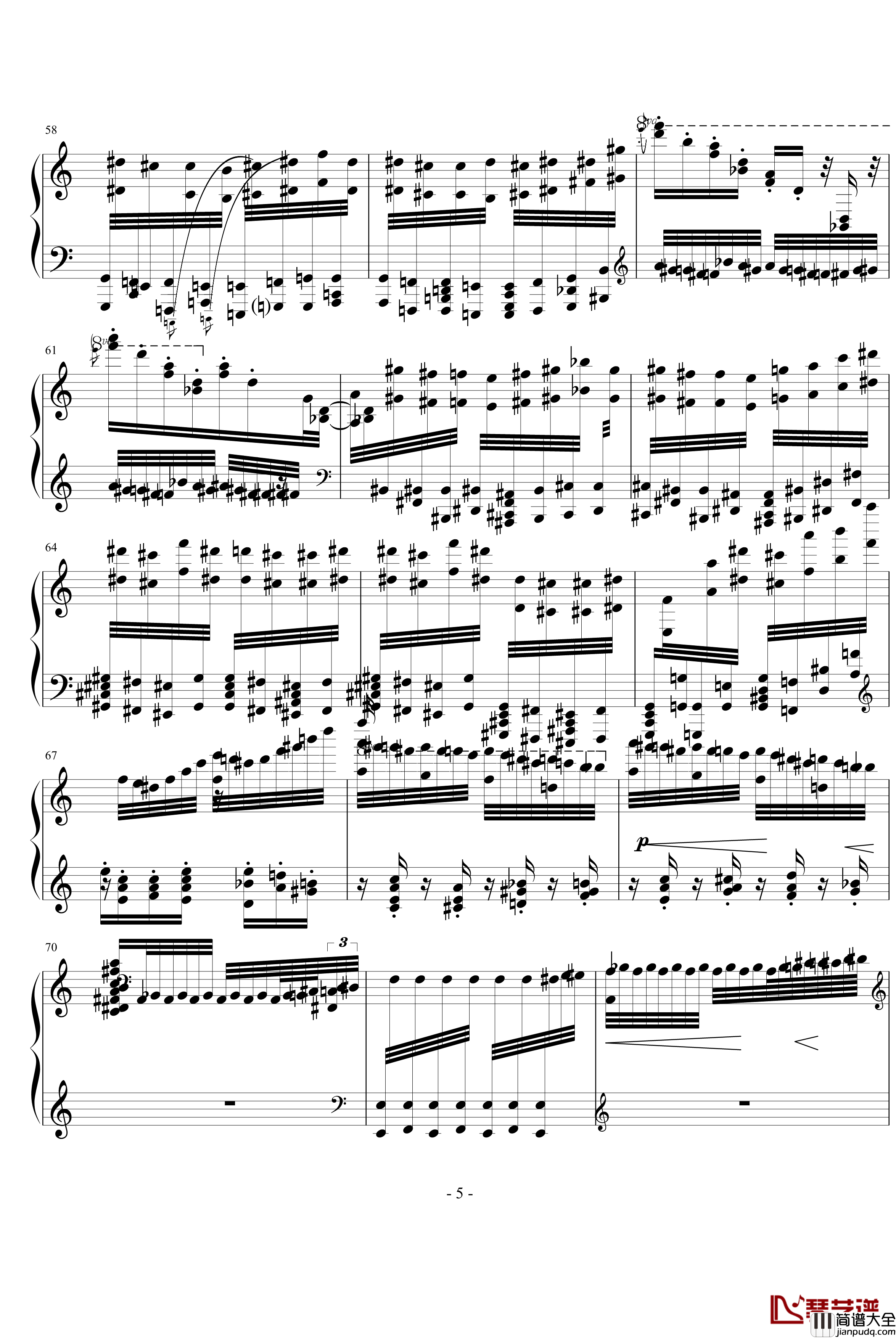 野蜂飞舞钢琴谱_齐夫拉版_世界名曲