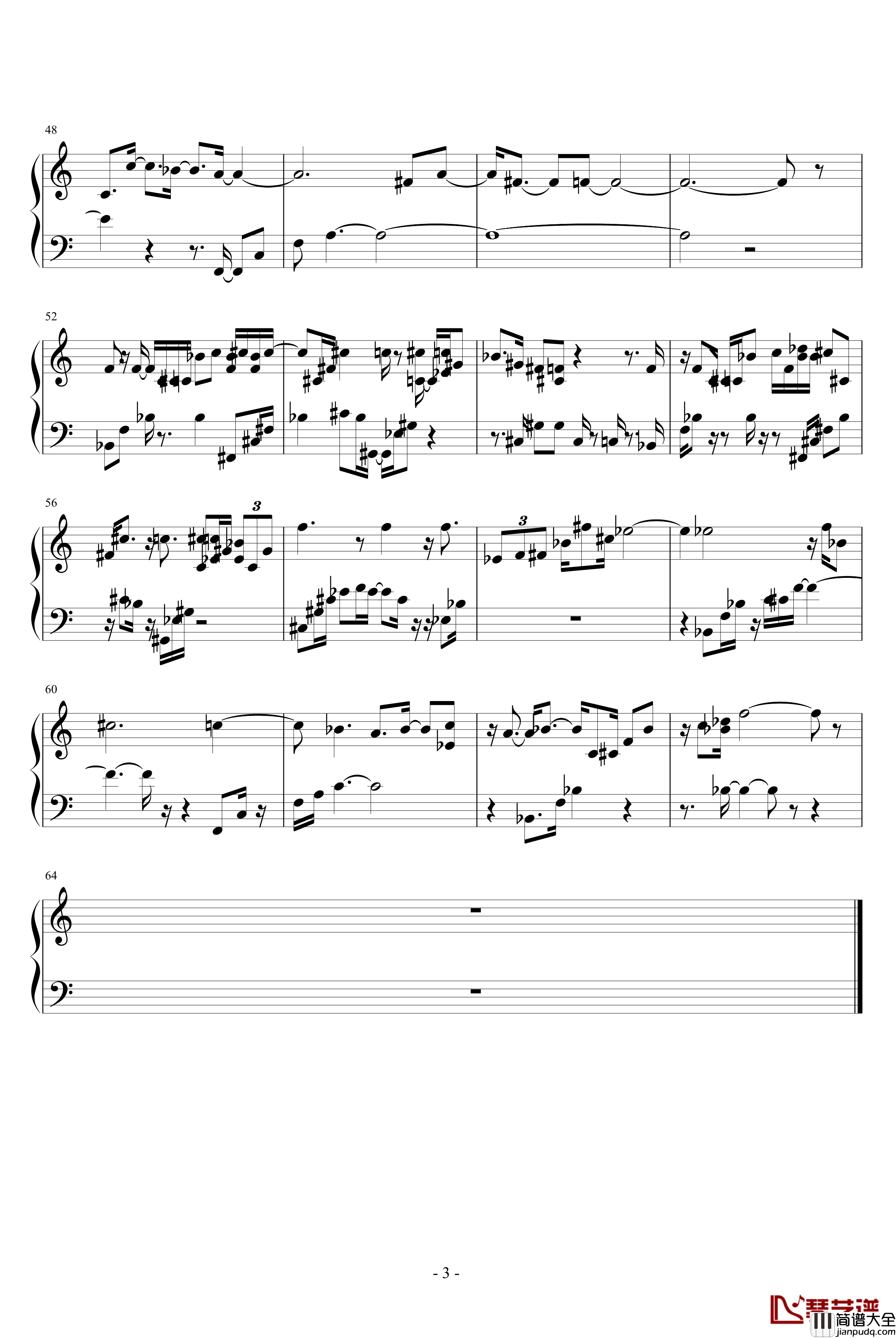 波澜的心钢琴谱_shijindi3