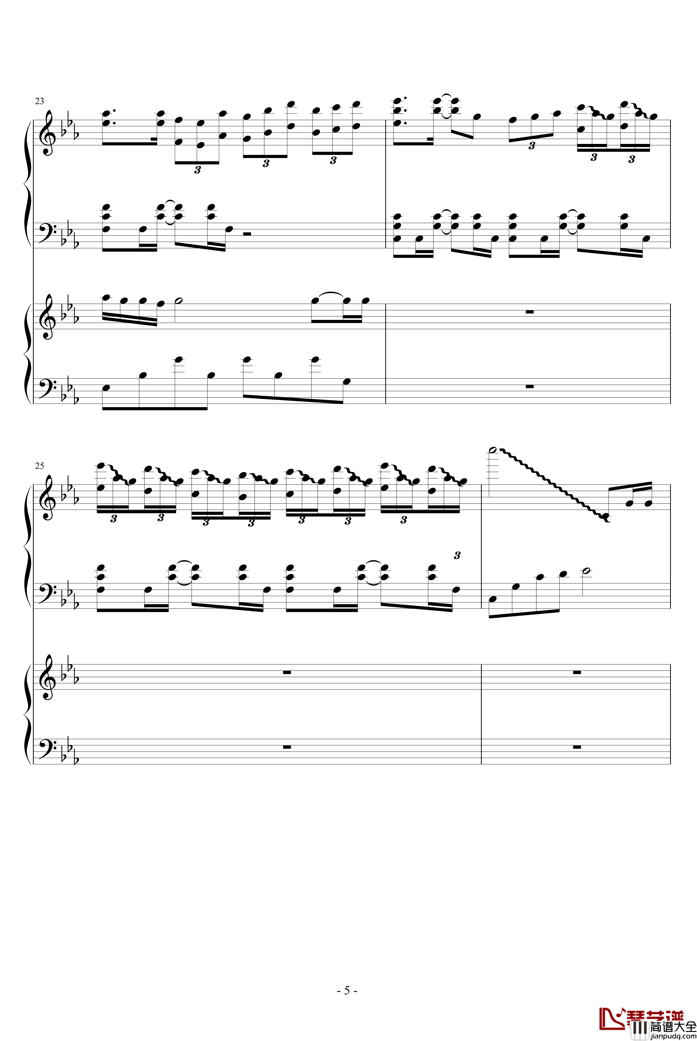 梦中的婚礼VS眼泪钢琴谱_改_吴越