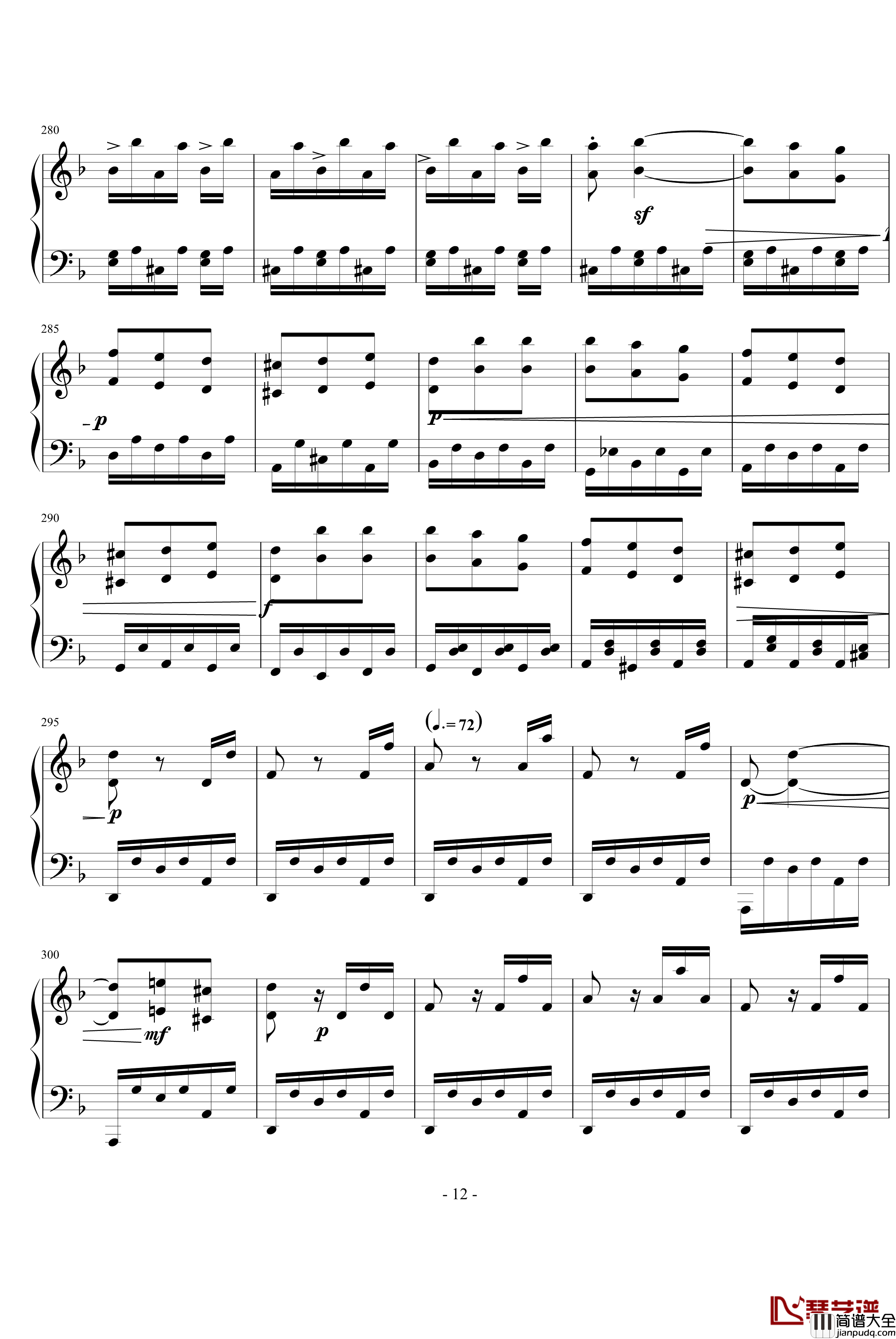 暴风雨第三乐章钢琴谱_贝多芬_beethoven