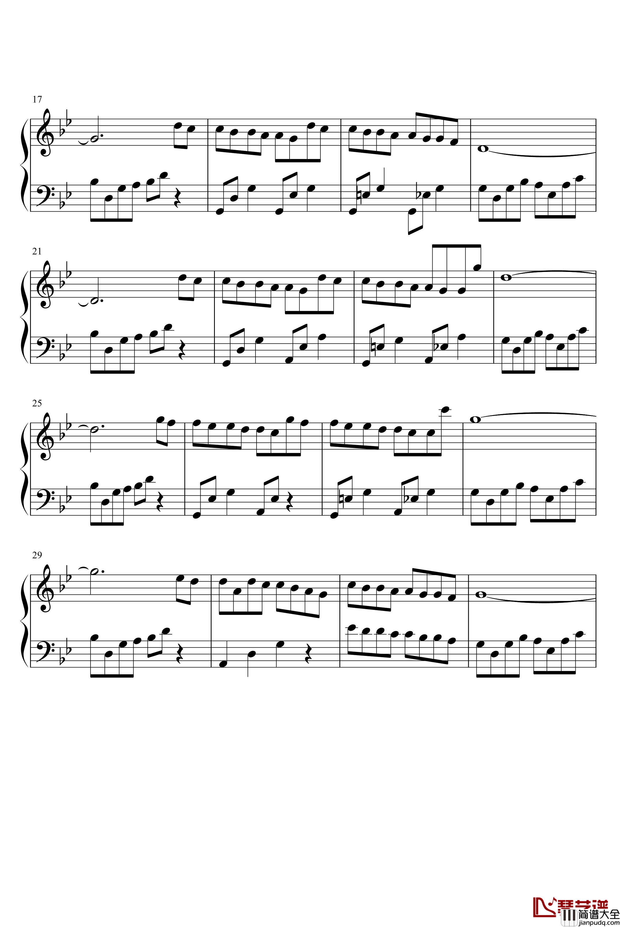 朴素的赞美诗钢琴谱_神秘园乐队