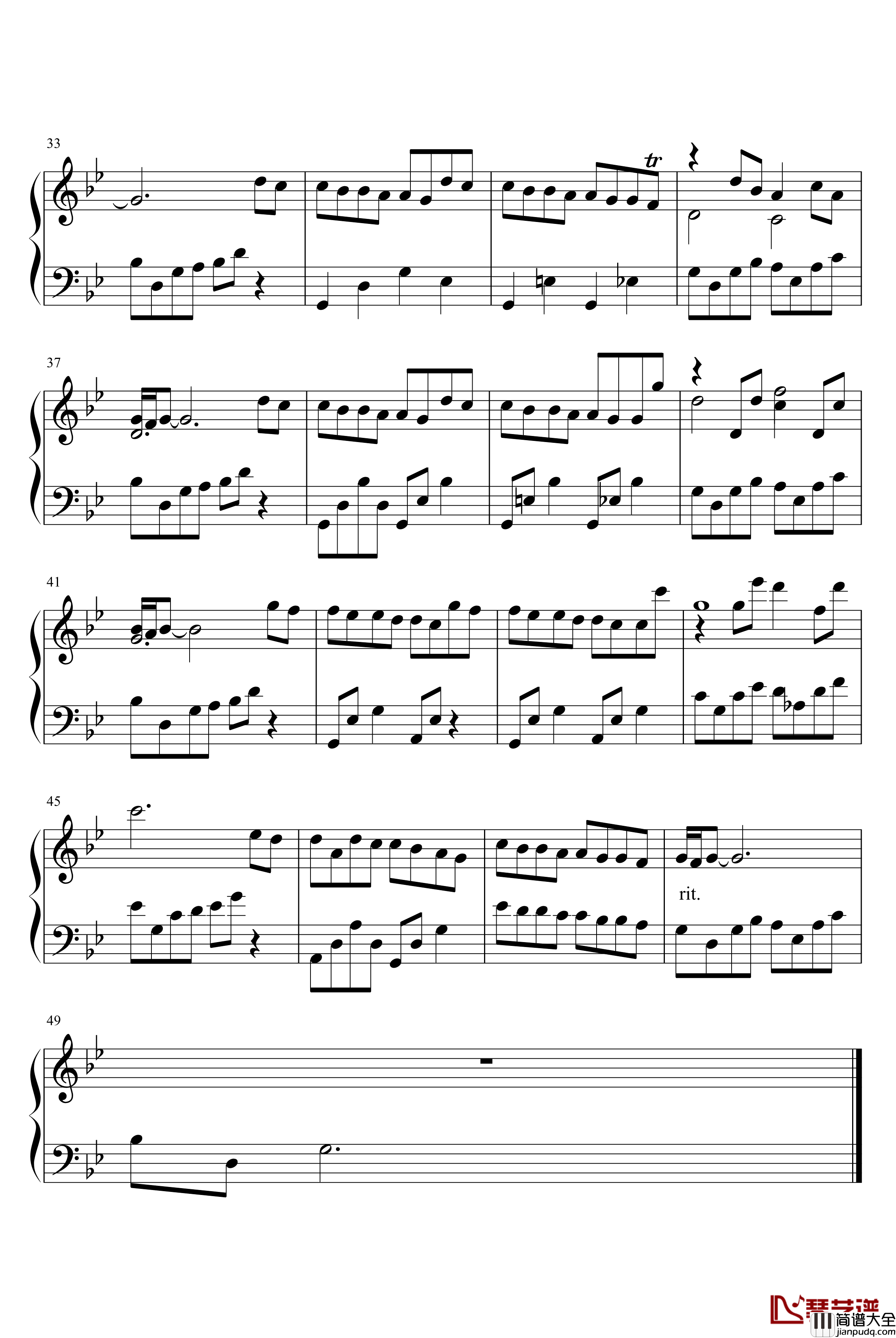 朴素的赞美诗钢琴谱_神秘园乐队