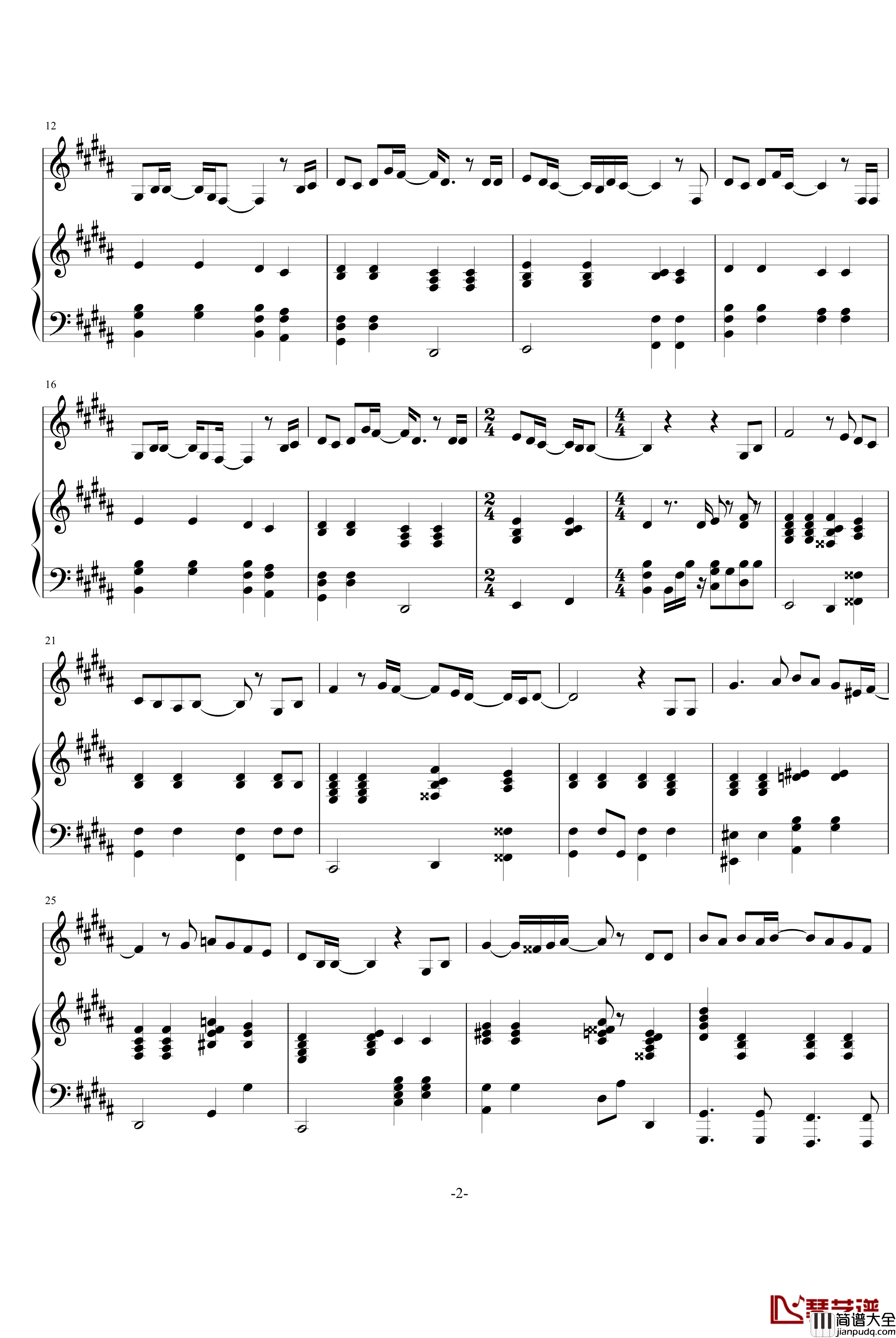 飘雪对不起,我爱你钢琴谱_飖翾版_影视