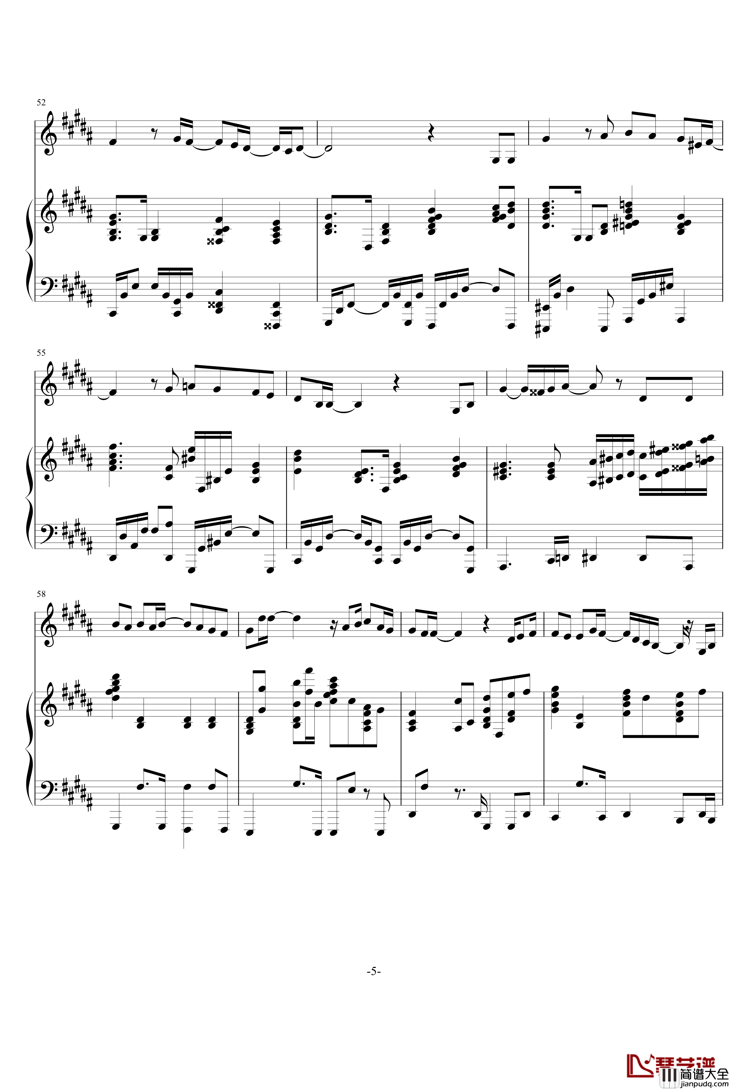 飘雪对不起,我爱你钢琴谱_飖翾版_影视