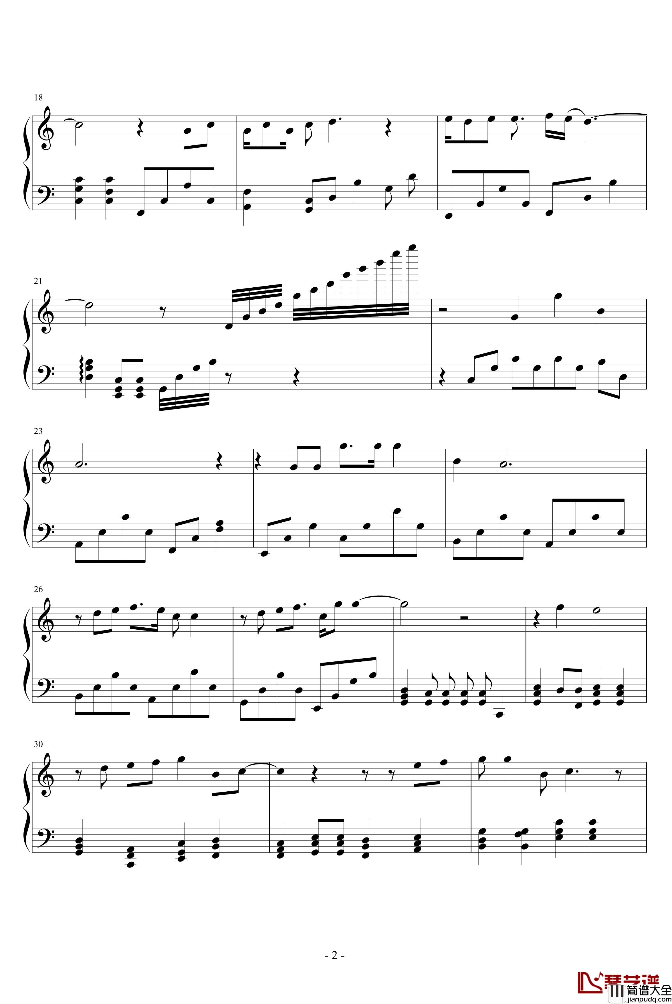 一首歌的回忆钢琴谱