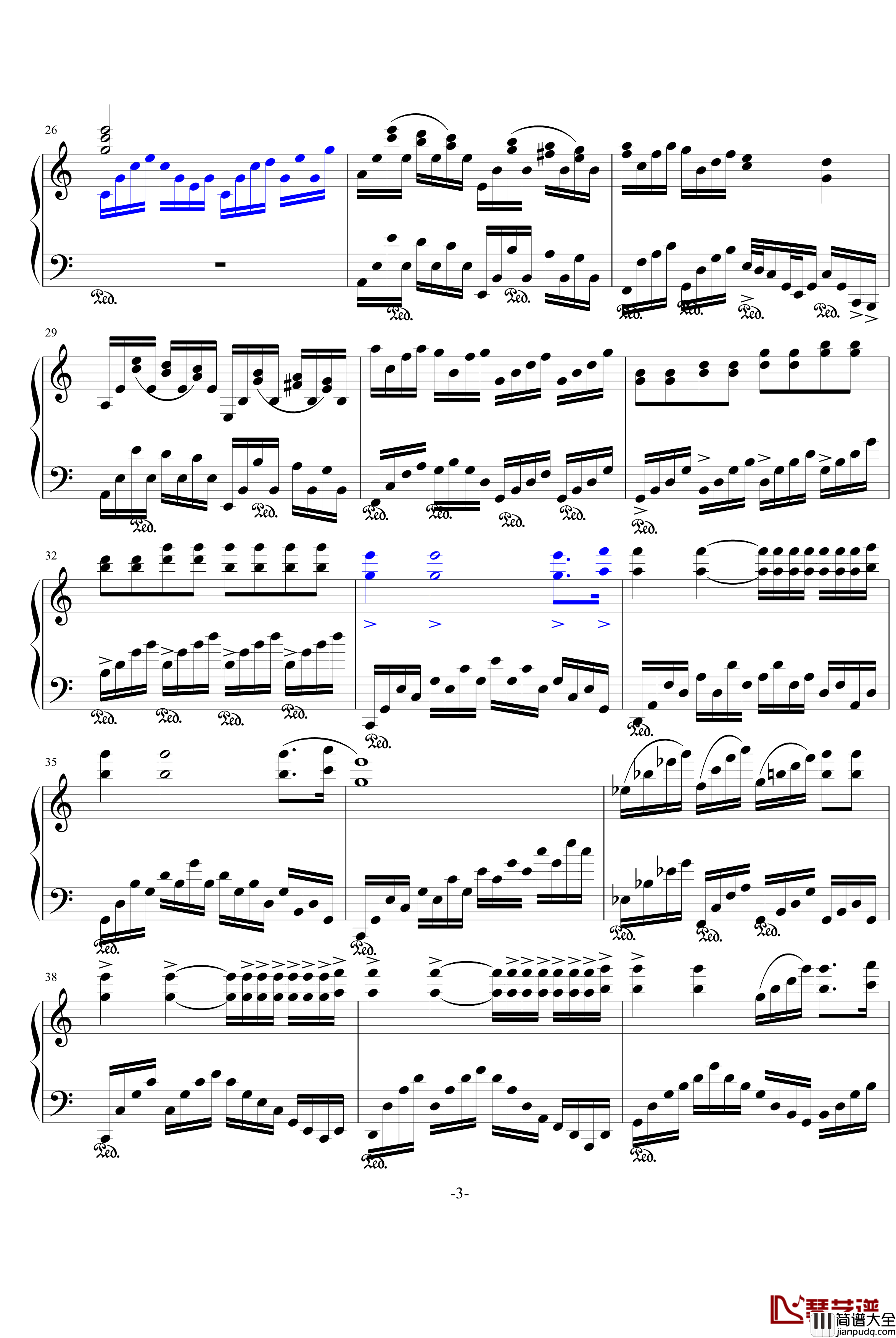 改编的阿狄丽娜钢琴谱_世界名曲