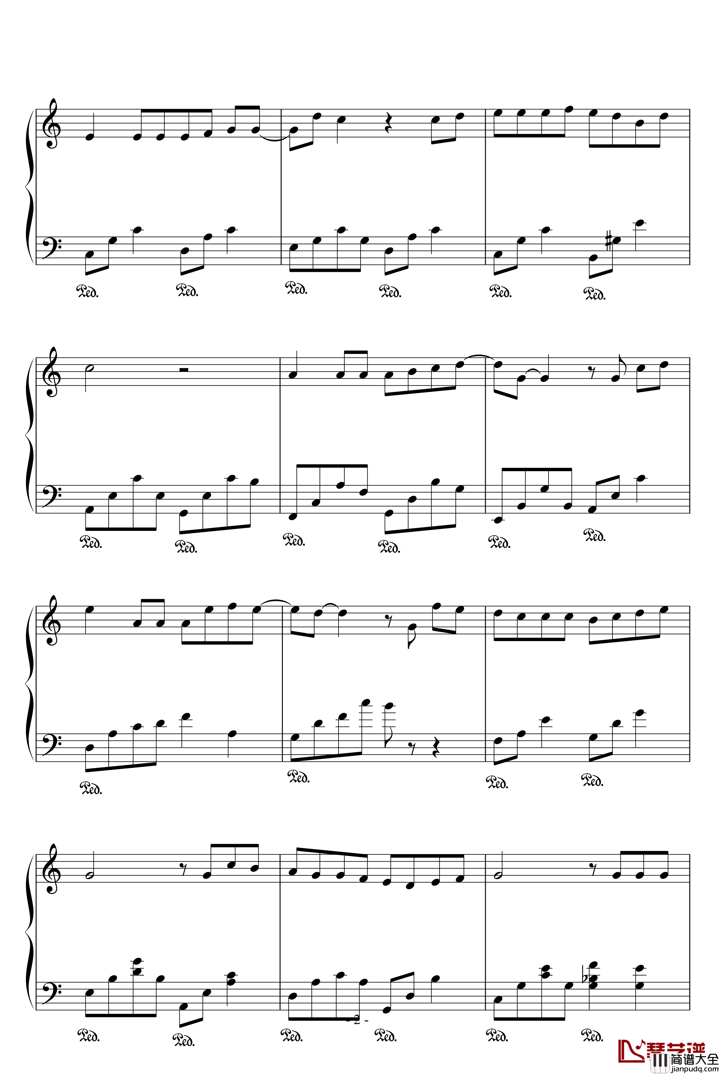 彩虹钢琴谱_鸠玖版_周杰伦