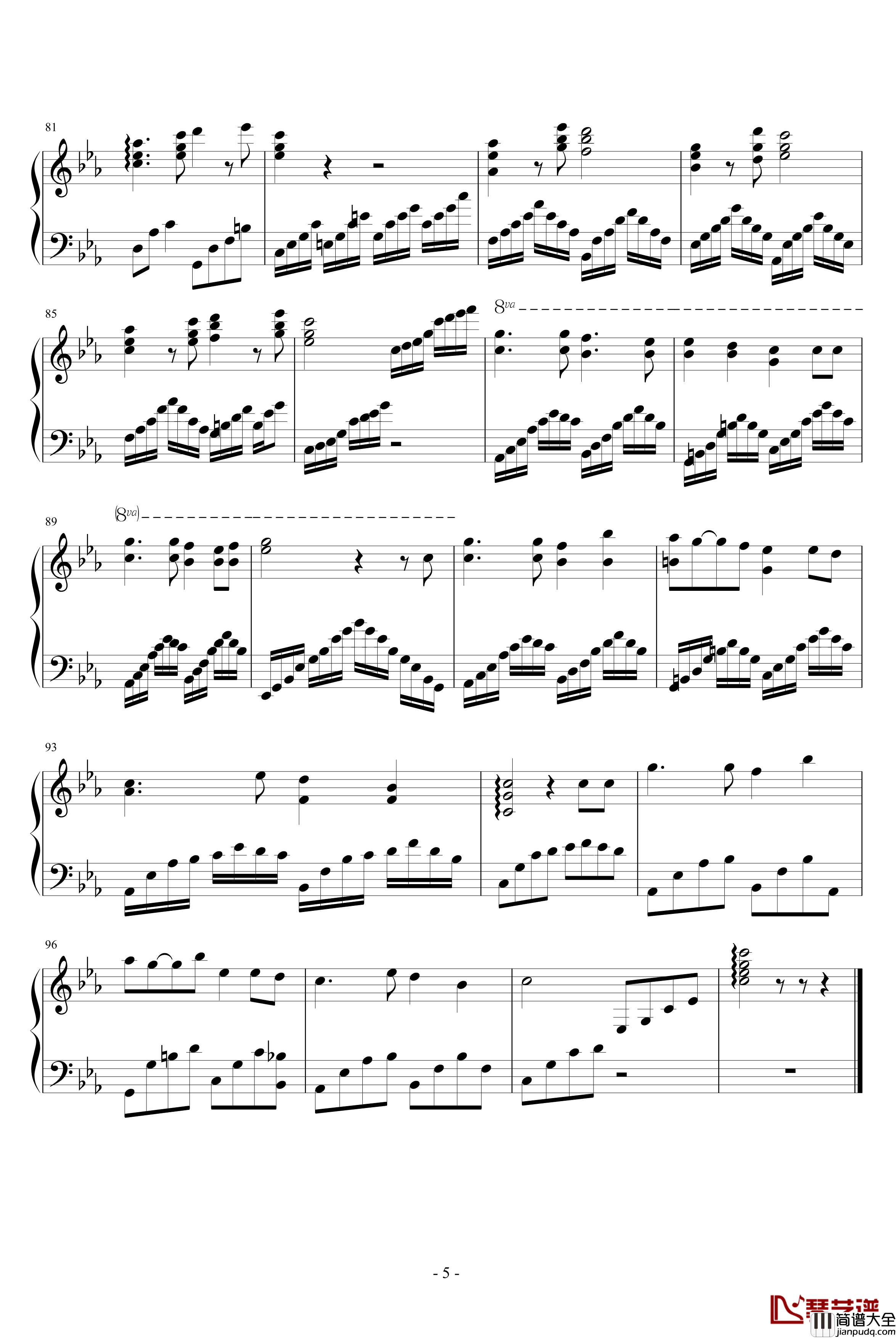 星空下的思念钢琴谱_V冲啊