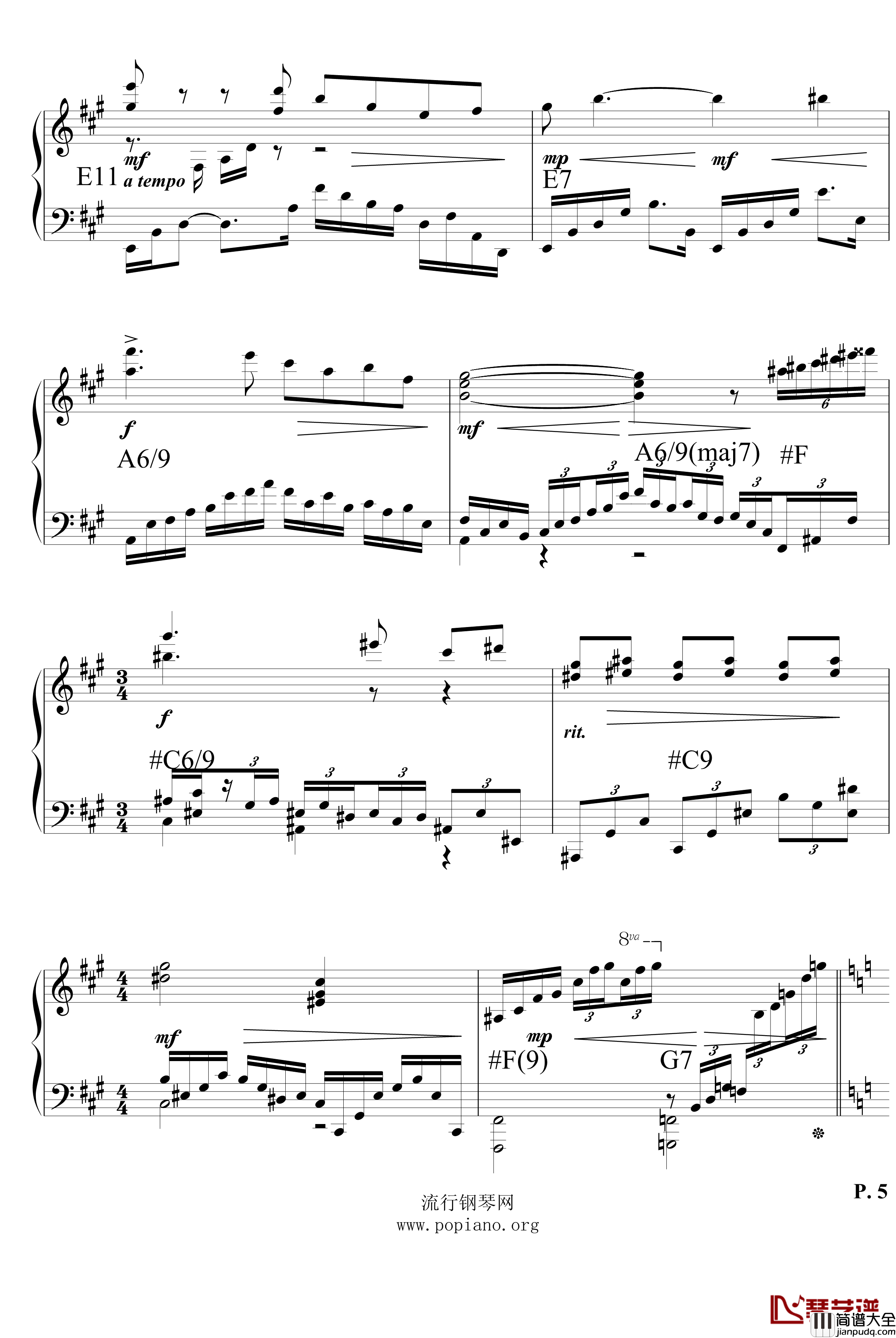 月神之舞钢琴谱_流行追梦人