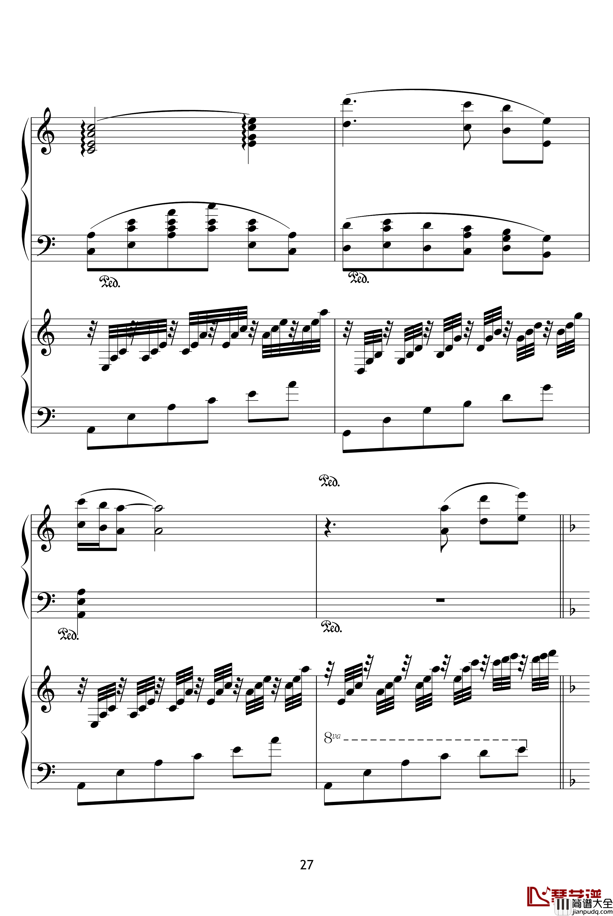 X战记插曲钢琴谱_宿命_双钢琴版_影视