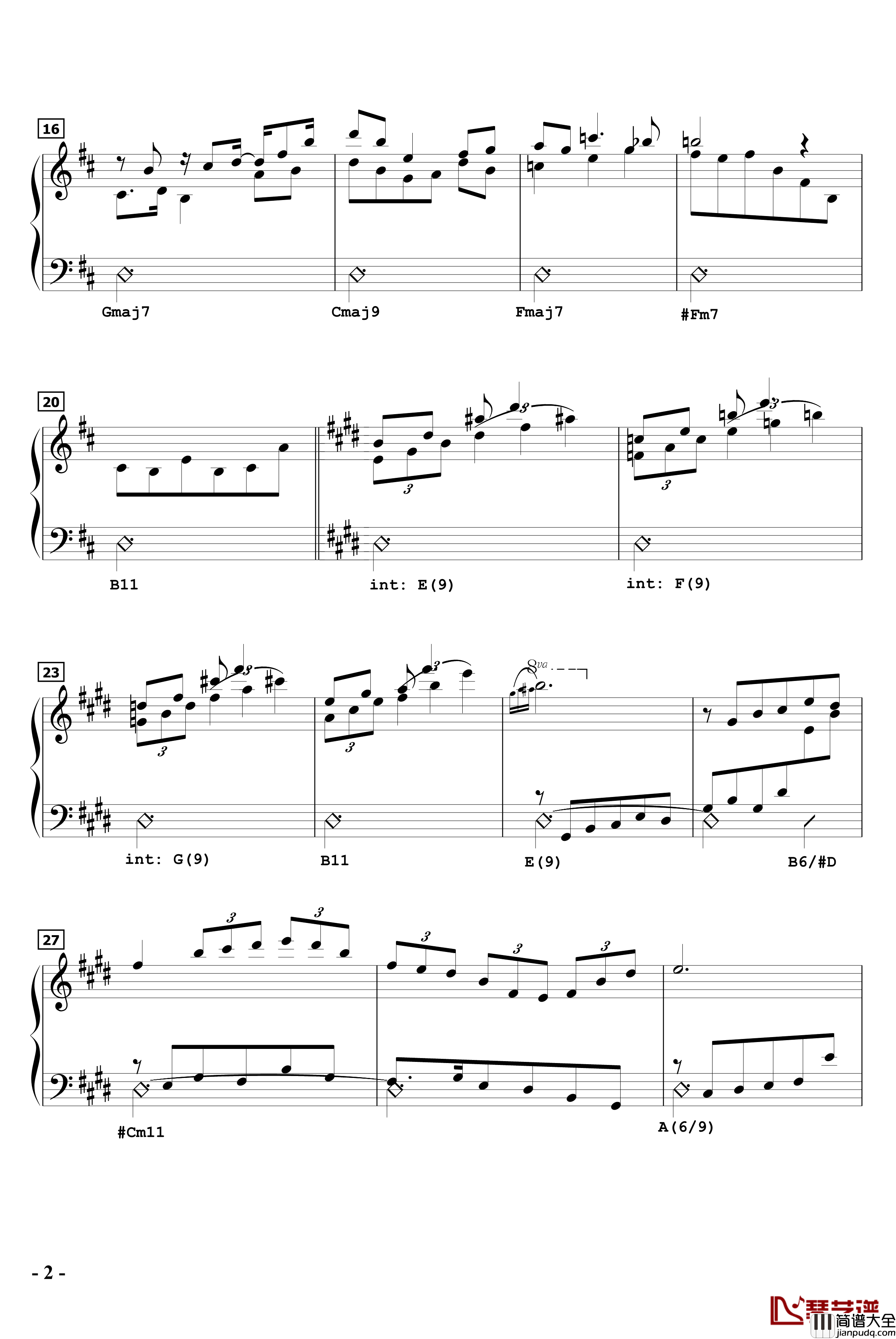 忆往昔钢琴谱_流行追梦人