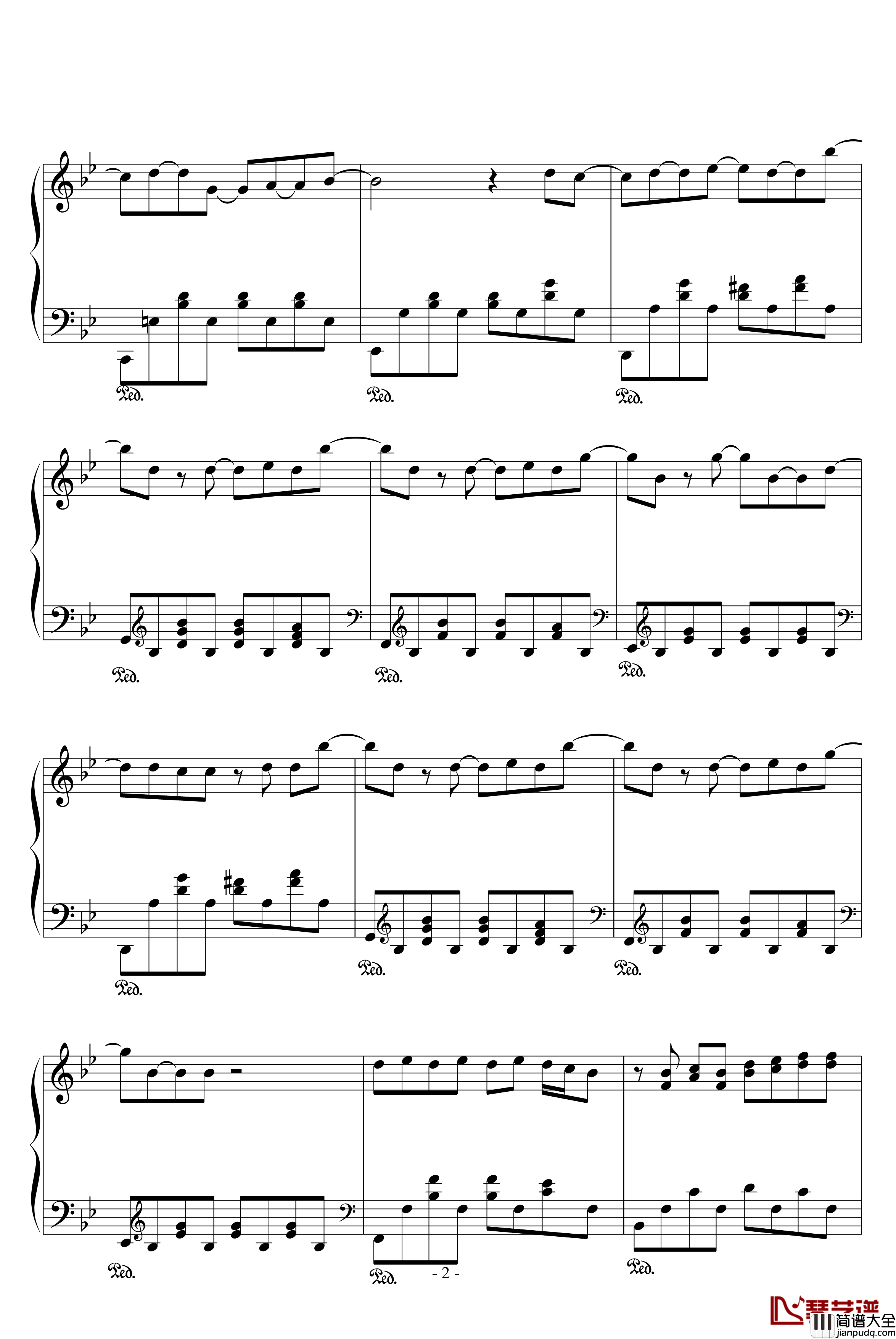 爱情悬崖钢琴谱_鸠玖版_周杰伦