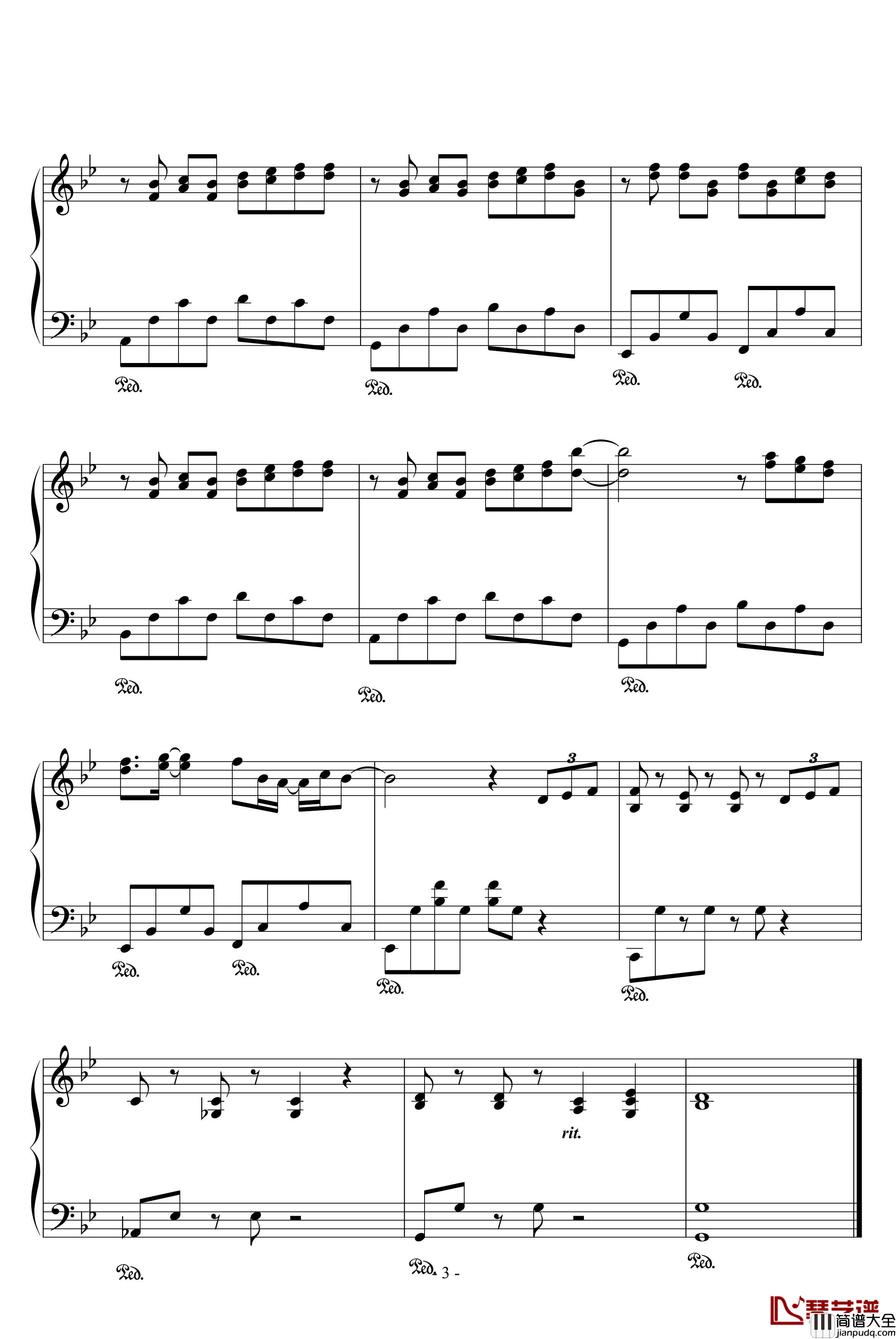 爱情悬崖钢琴谱_鸠玖版_周杰伦