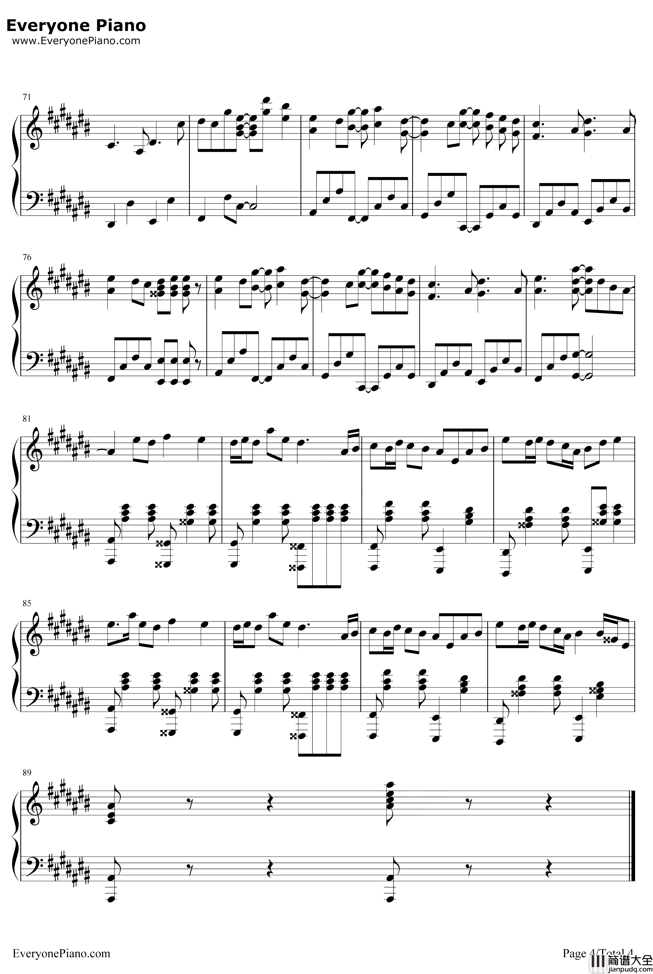 カンタレラ钢琴谱_KAITO_坎特雷拉_KAITO