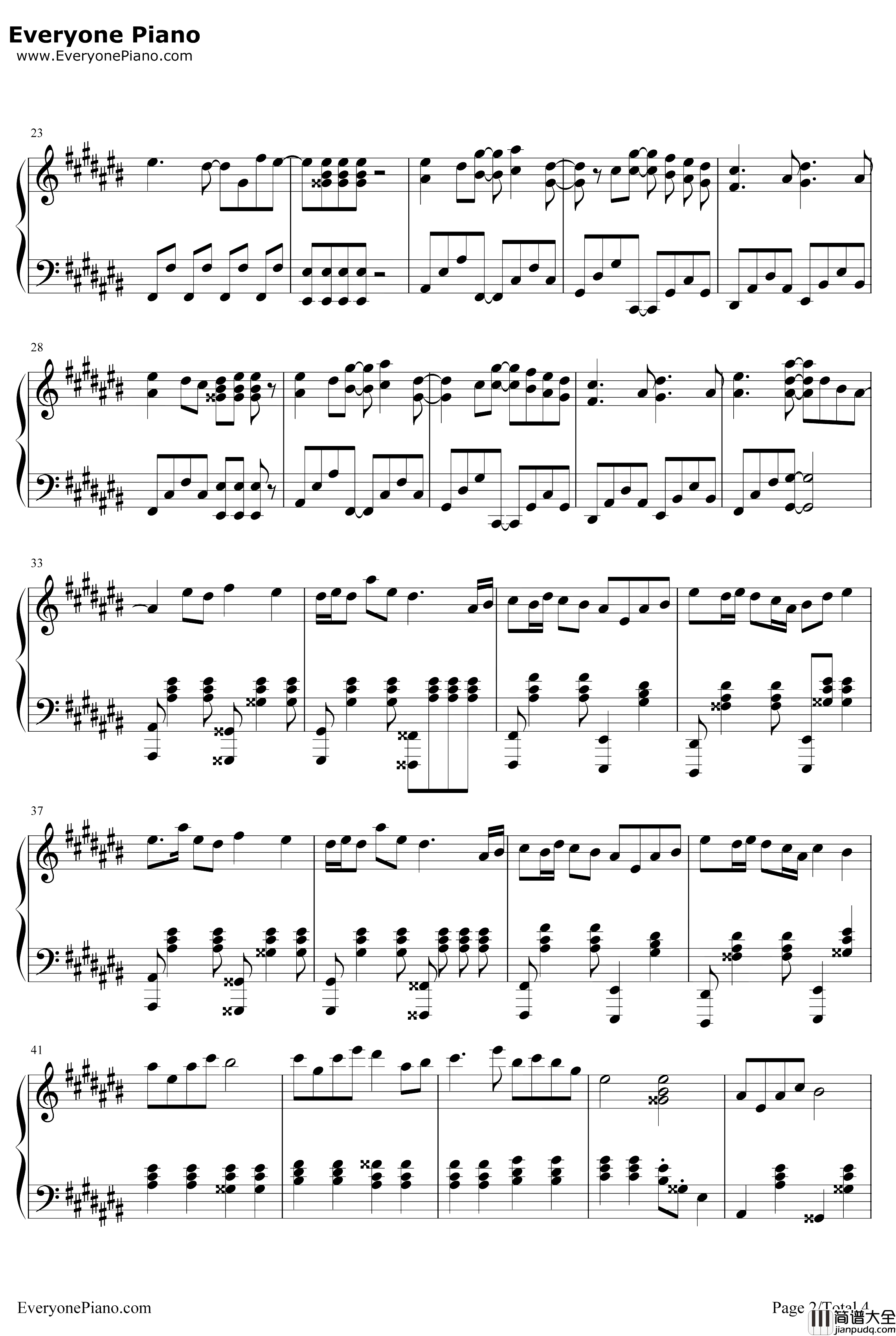 カンタレラ钢琴谱_KAITO_坎特雷拉_KAITO