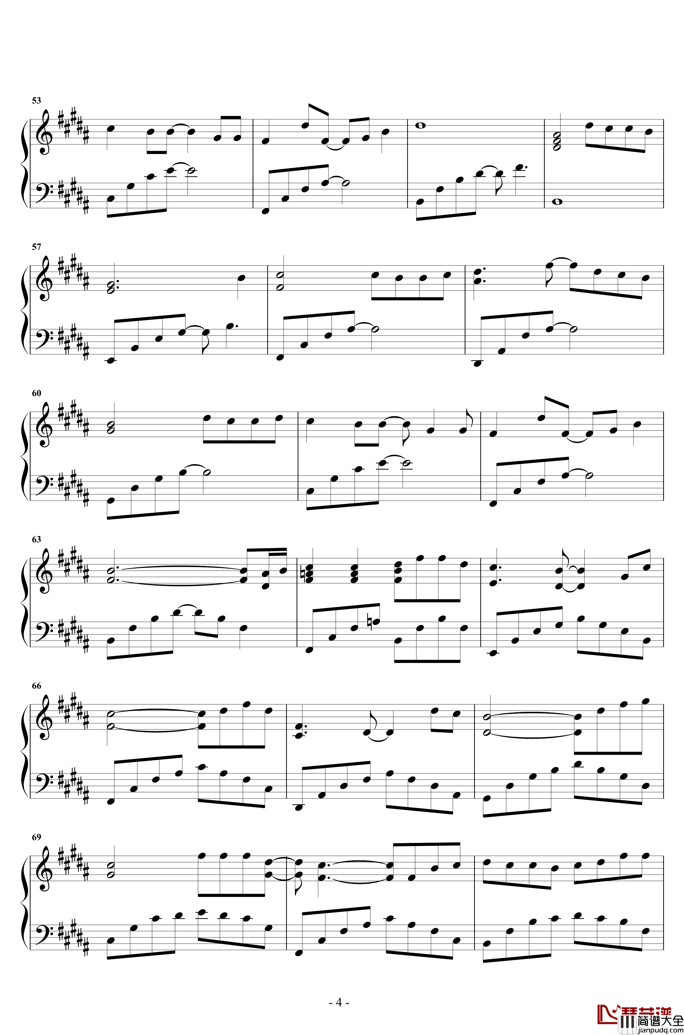 故梦钢琴谱_原声独奏_双笙