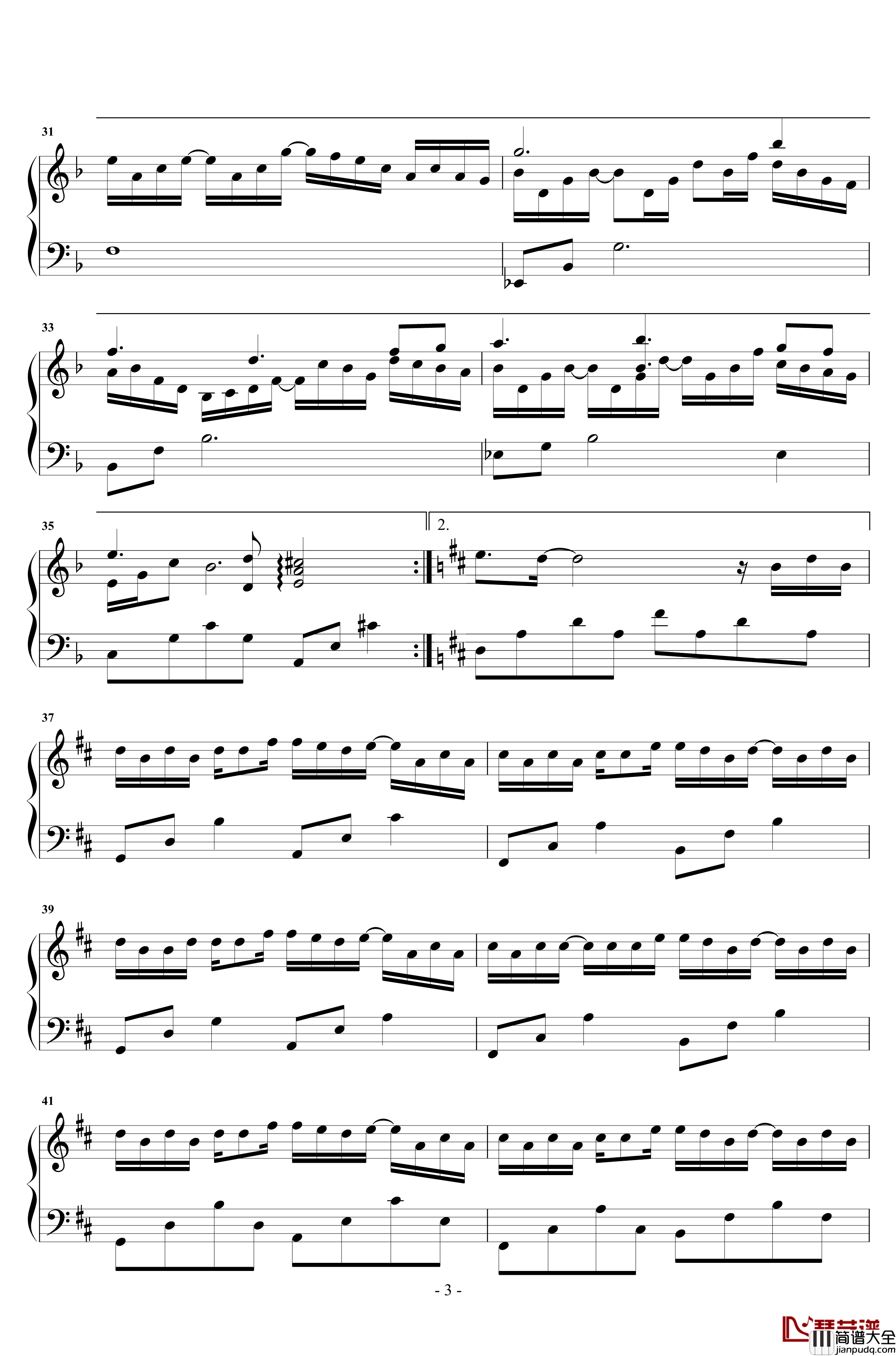 那个傻瓜钢琴谱_陈雪凝