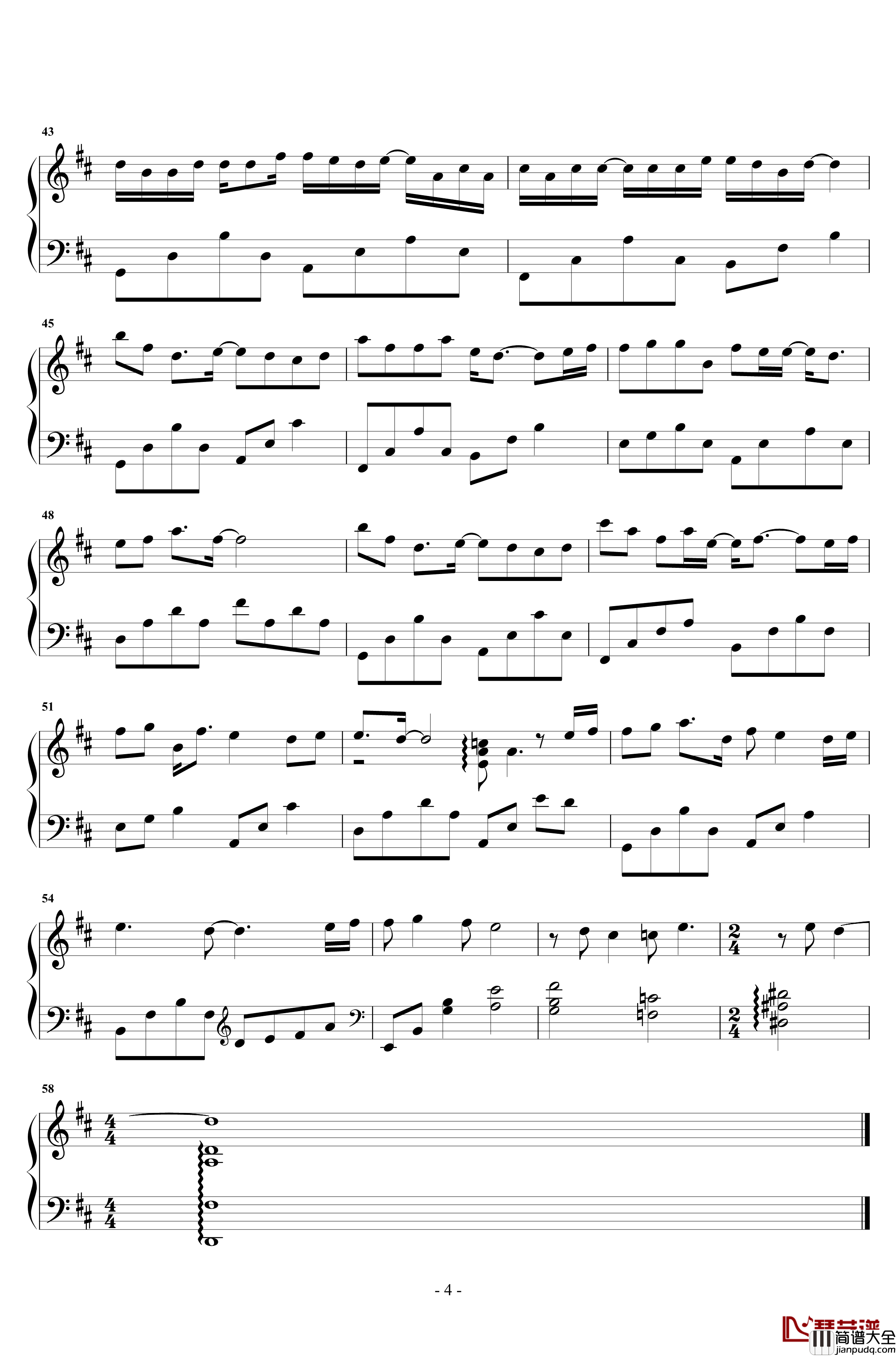 那个傻瓜钢琴谱_陈雪凝