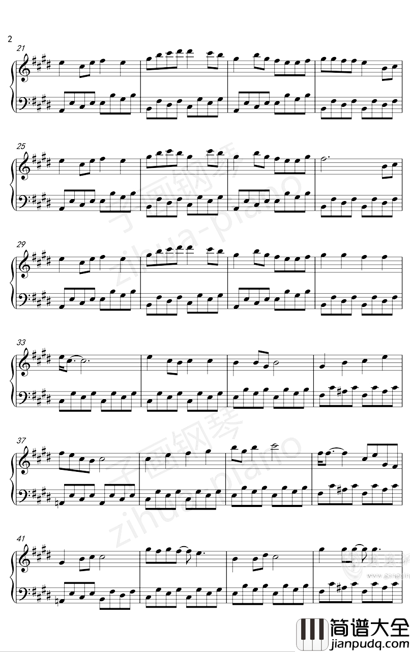 缘分一道桥钢琴谱_子画钢琴治愈版_王力宏