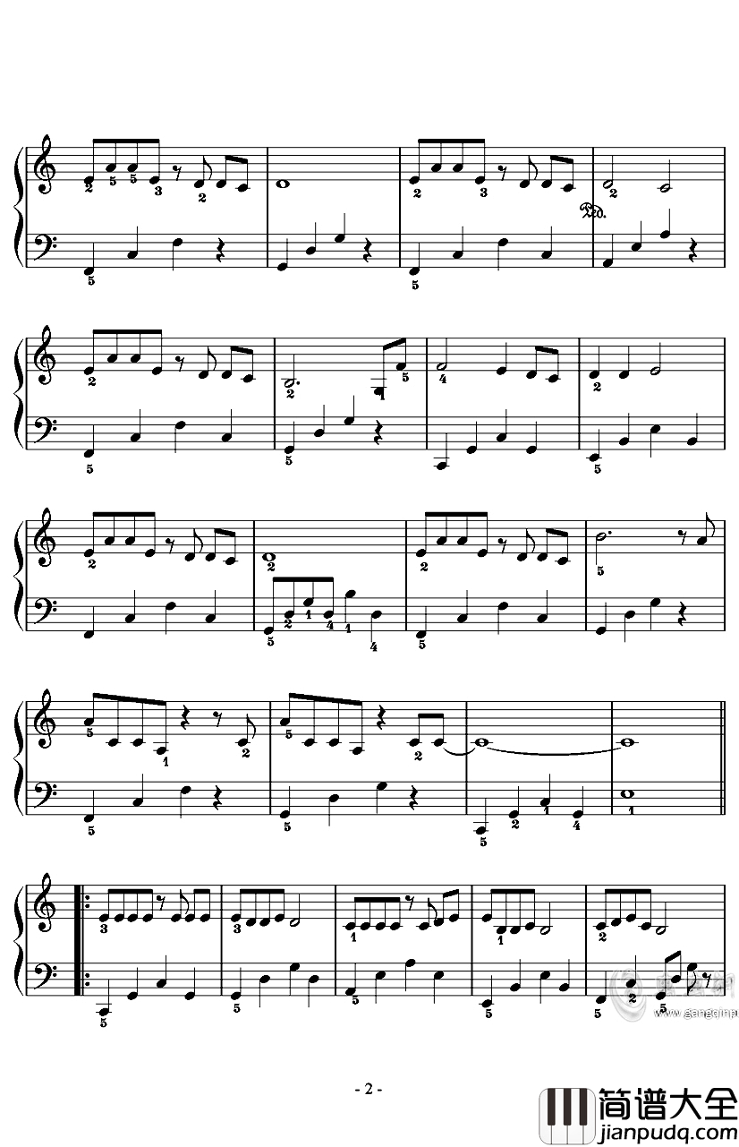 我们很好钢琴谱_初学者C调版_林俊杰