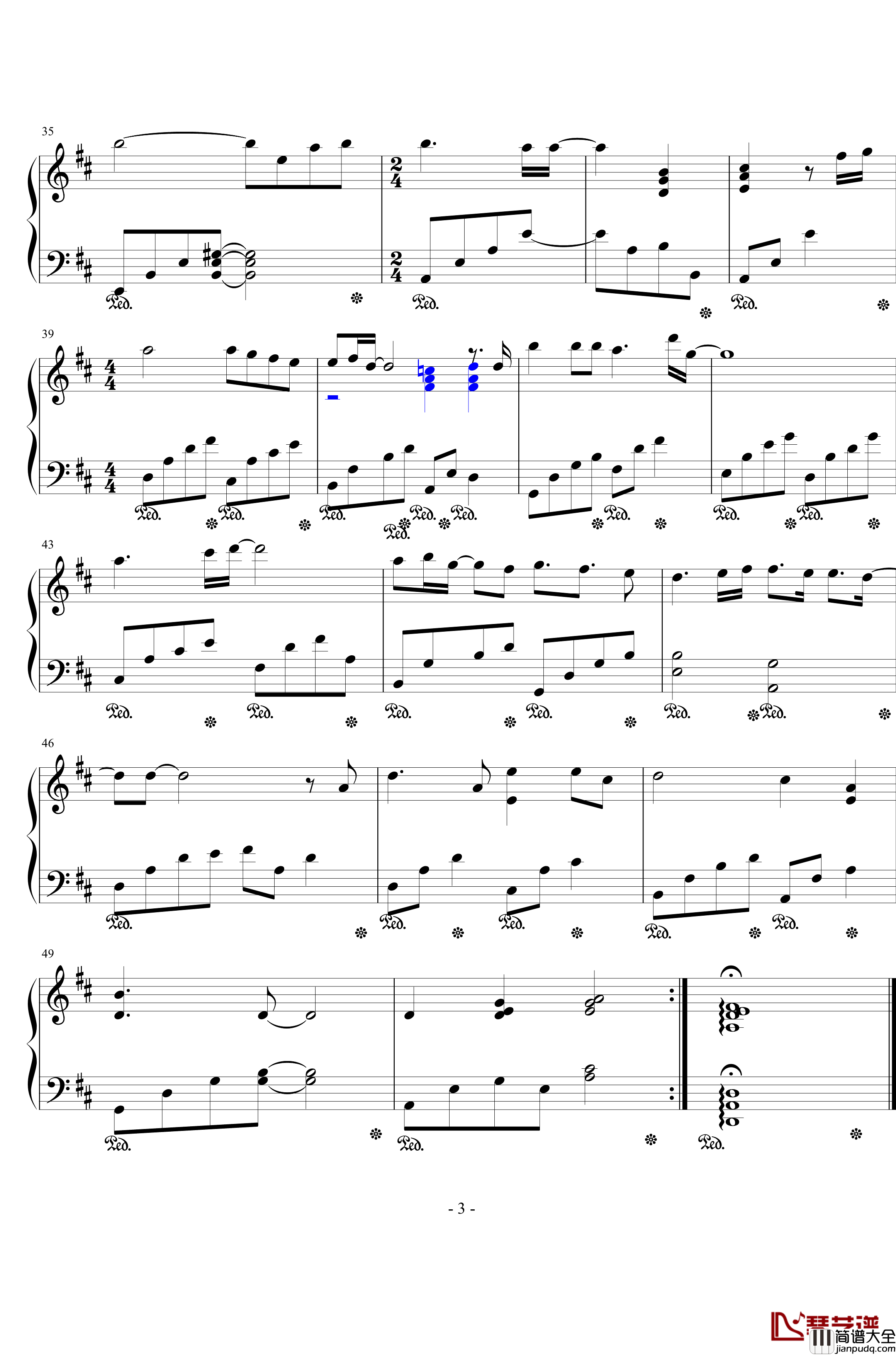 蓝色生死恋未命名钢琴曲2_俊熙幼美钢琴谱_蓝色生死