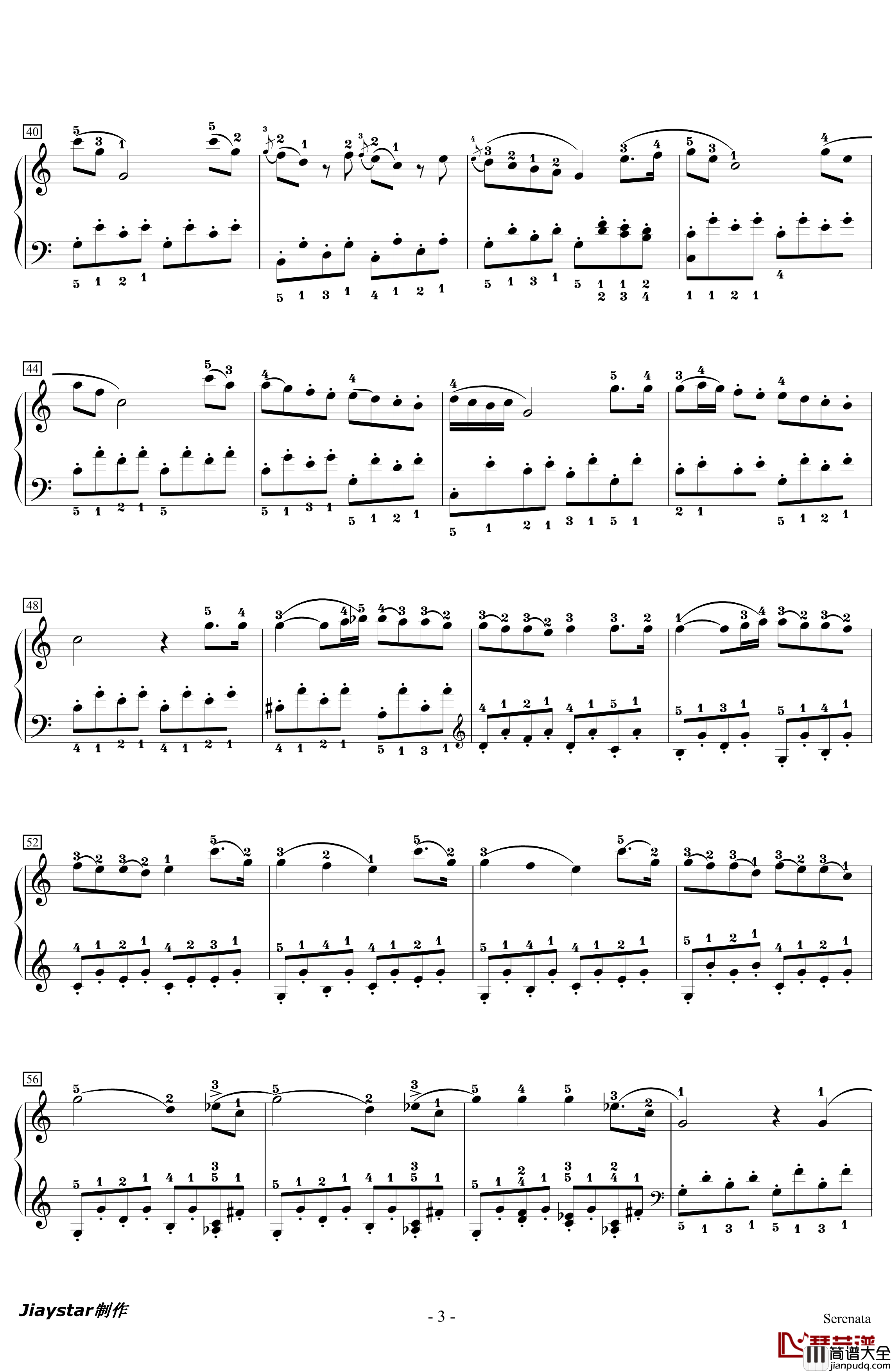 小夜曲钢琴谱_如歌的行板_附指法_海顿