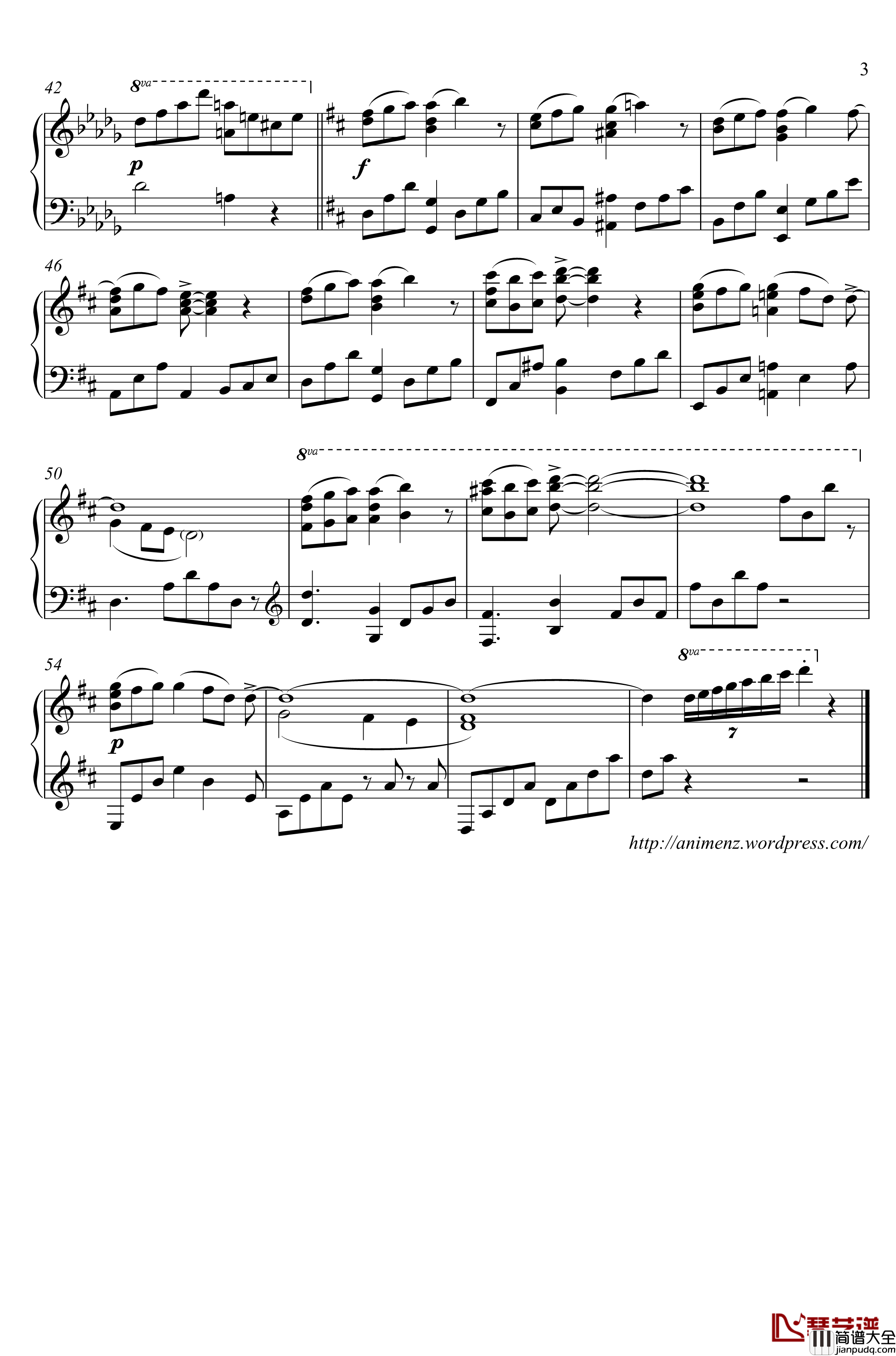 日常_ED_zzz钢琴谱_Animenz