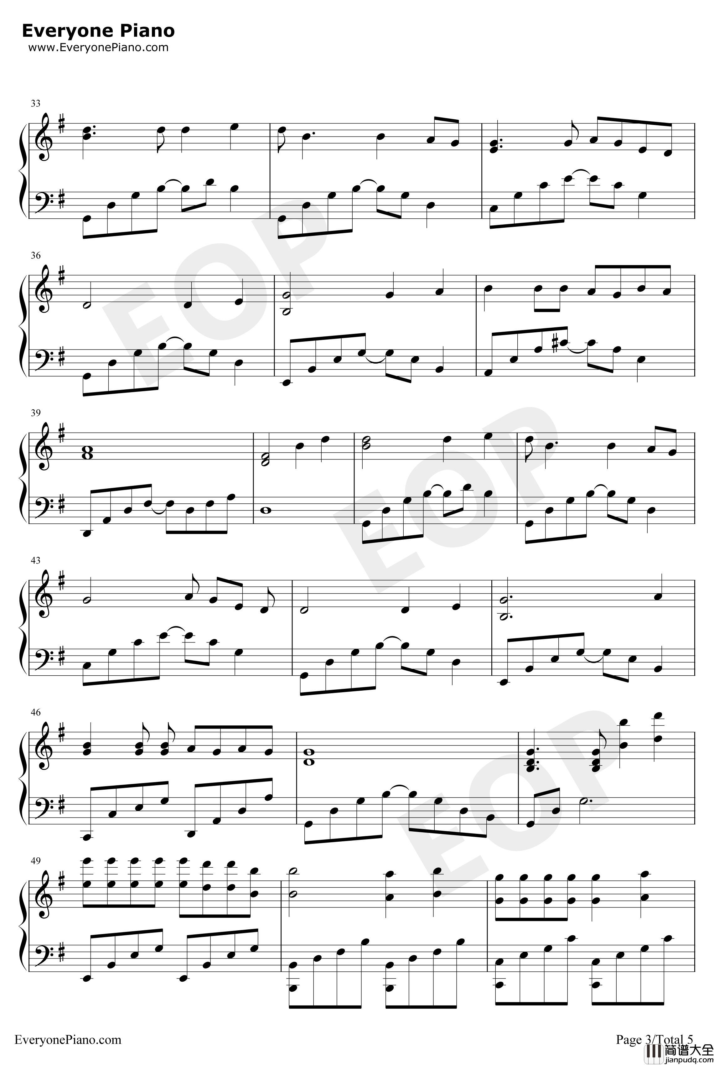 再见钢琴谱_张震岳_男儿本色片尾曲