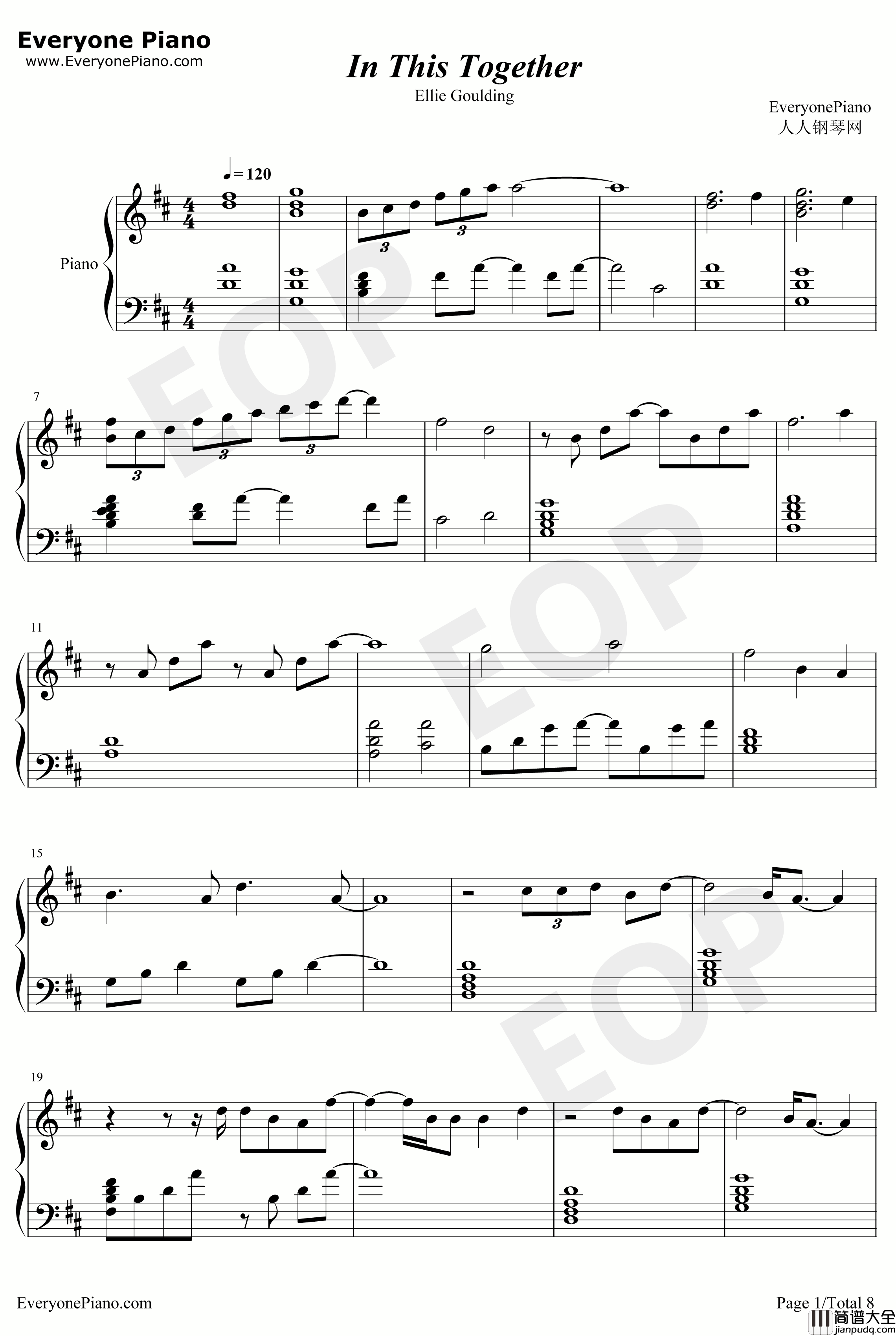 In_This_Together钢琴谱_Steven_Price_Ellie_Goulding_我们的星球主题曲