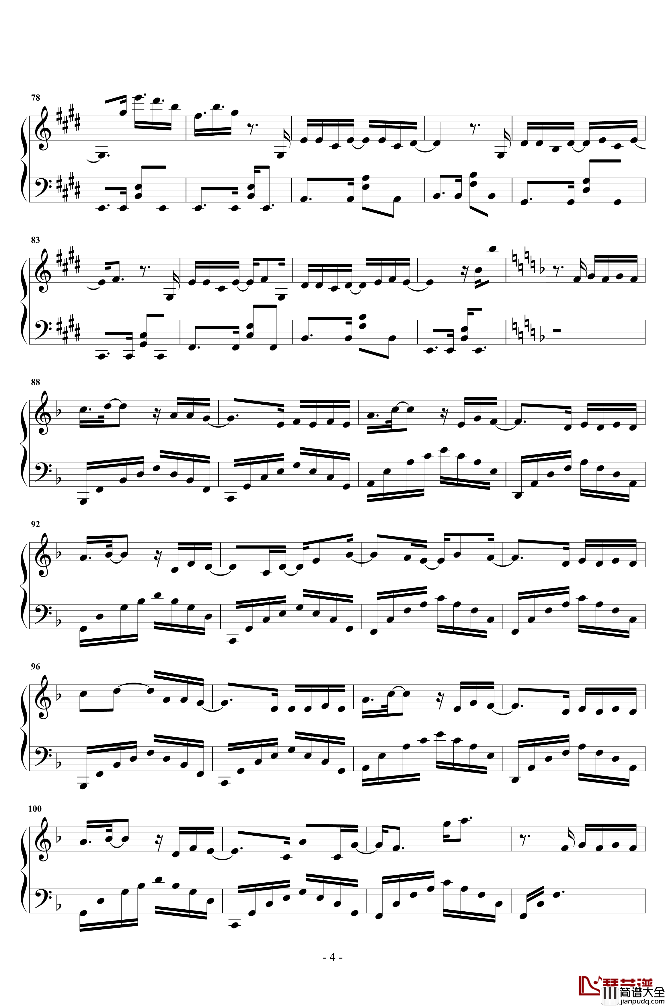 暧昧钢琴谱_原声独奏_薛之谦