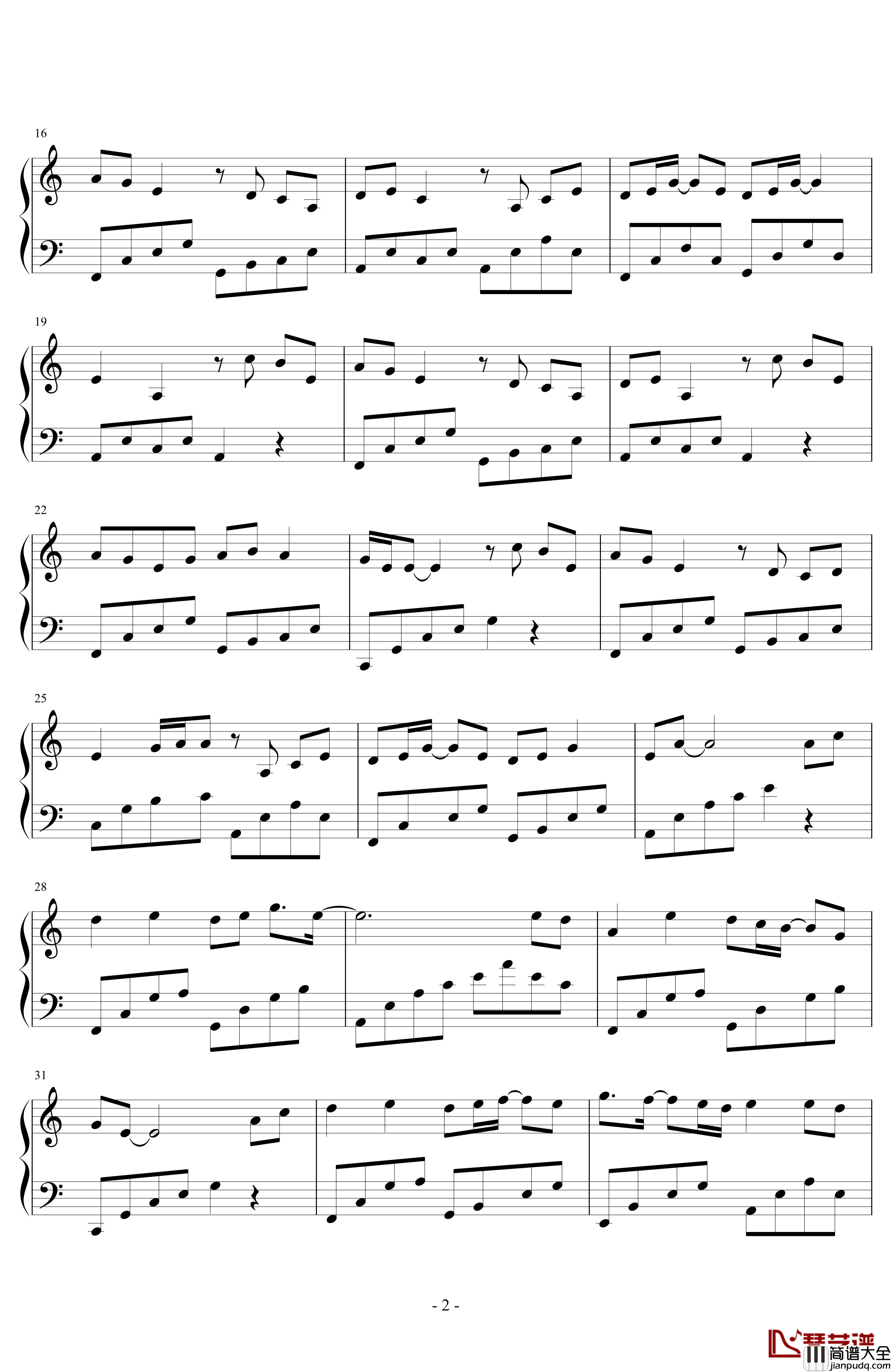 不染简单版钢琴谱_毛不易