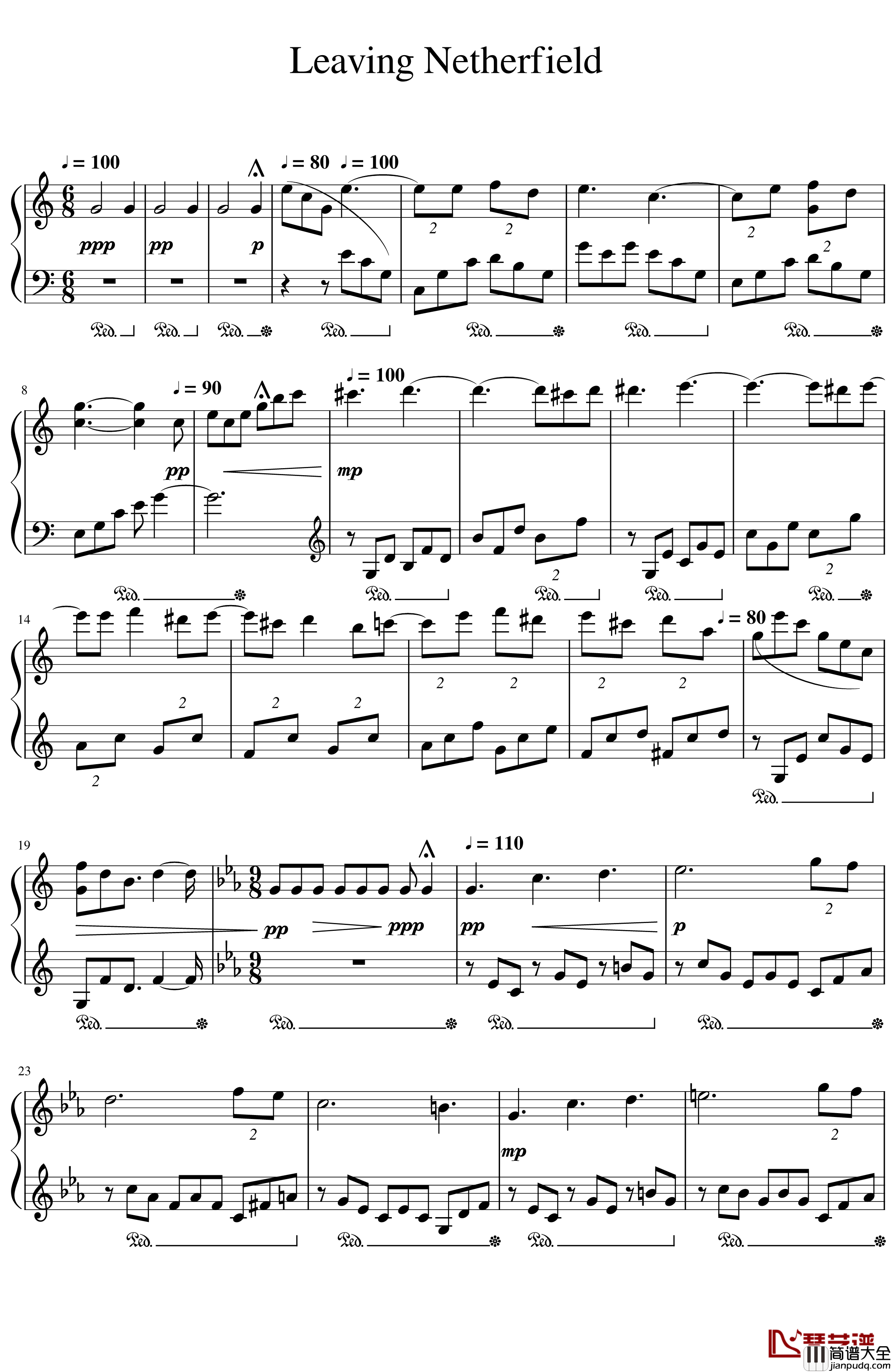 Leaving_Netherfield钢琴谱__傲慢与偏见_插曲