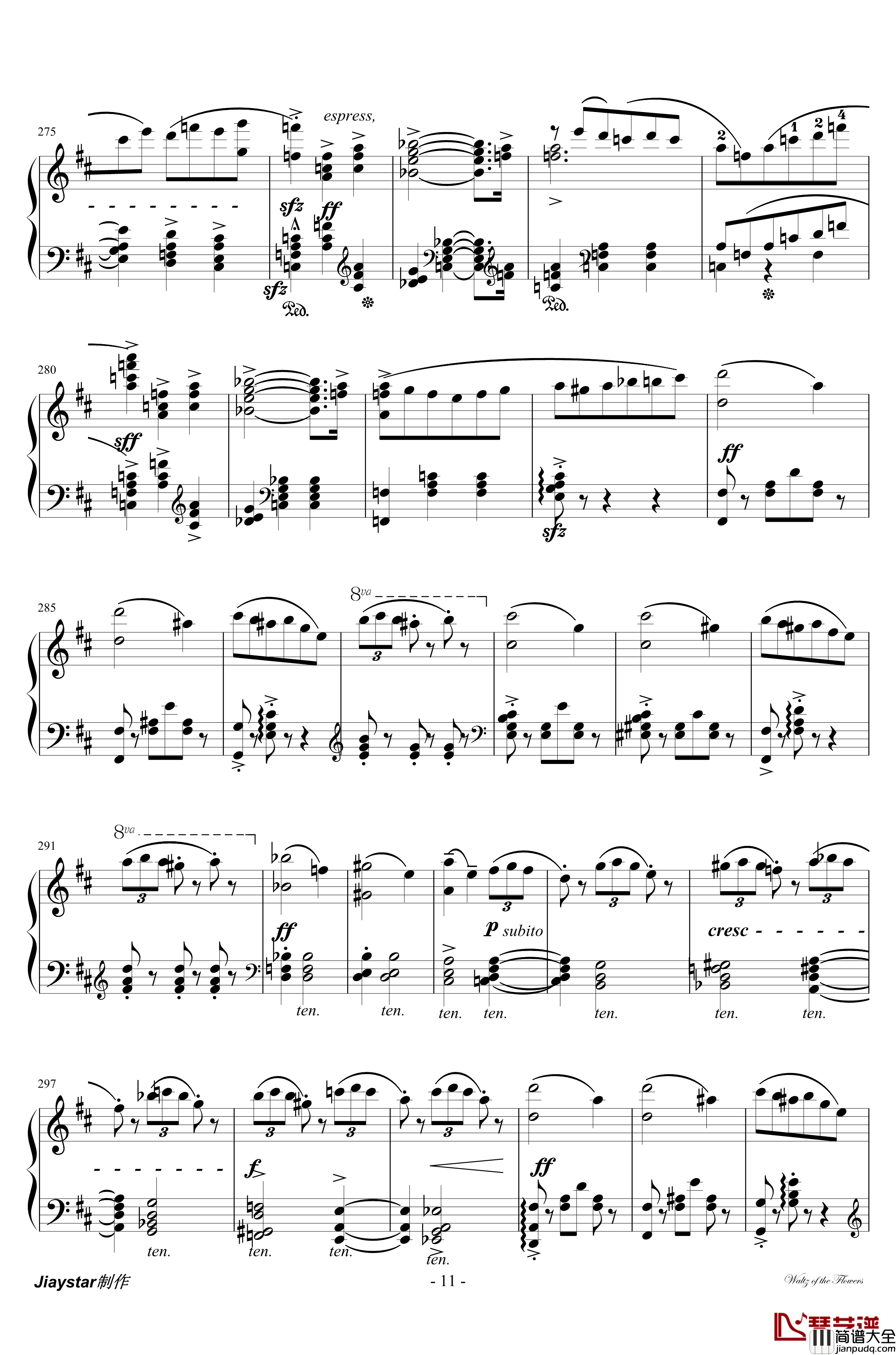 花的圆舞曲钢琴谱_柴科夫斯基