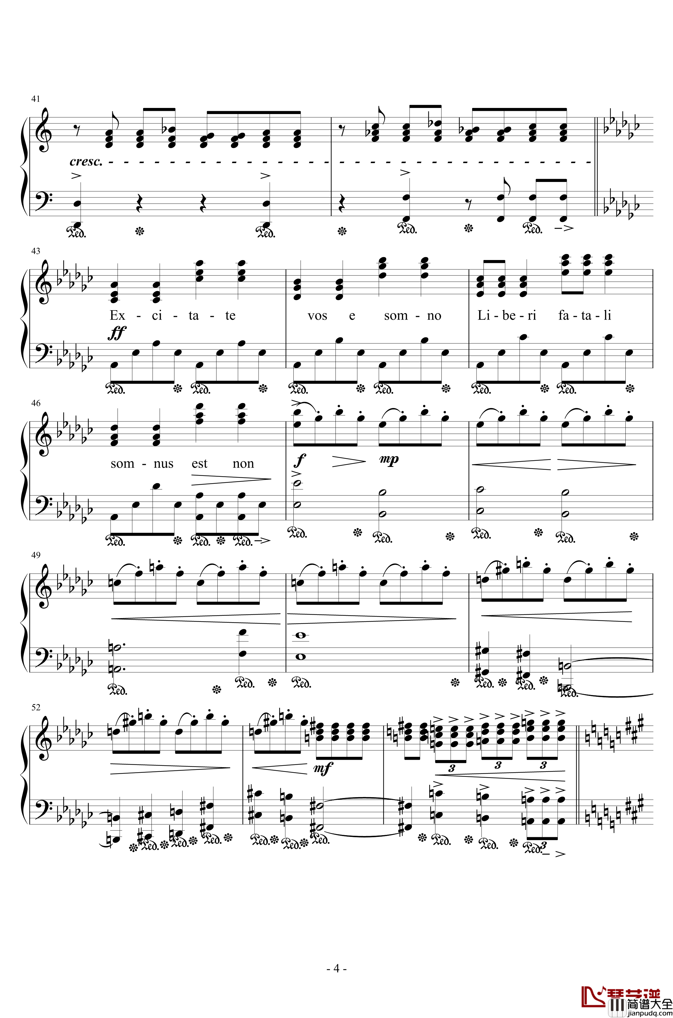 Liberi_Fatali钢琴谱_FFVIII_浜口史郎