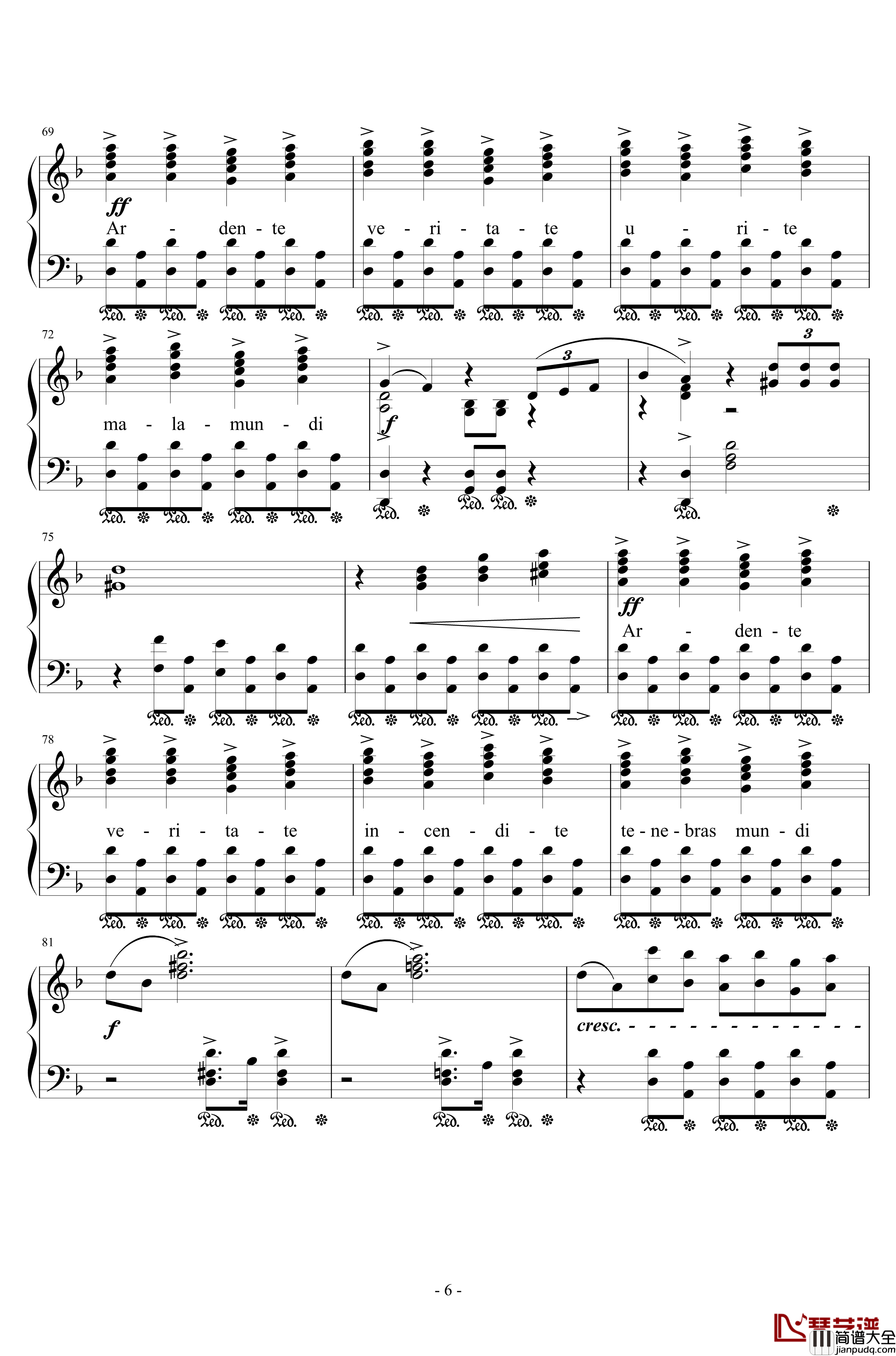 Liberi_Fatali钢琴谱_FFVIII_浜口史郎