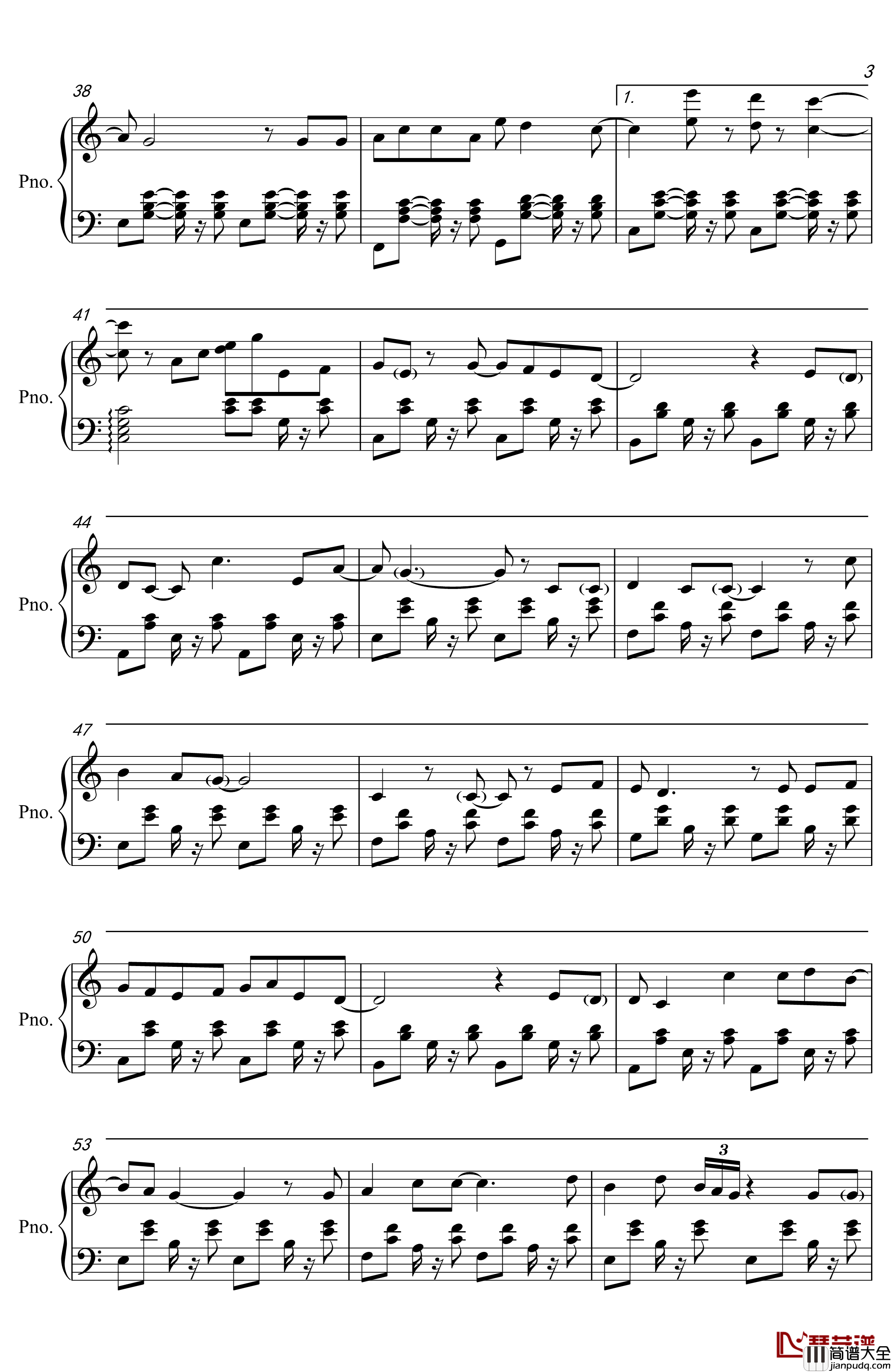 情非得已/花街的流星钢琴谱_非抒情完美独奏版_庾澄庆