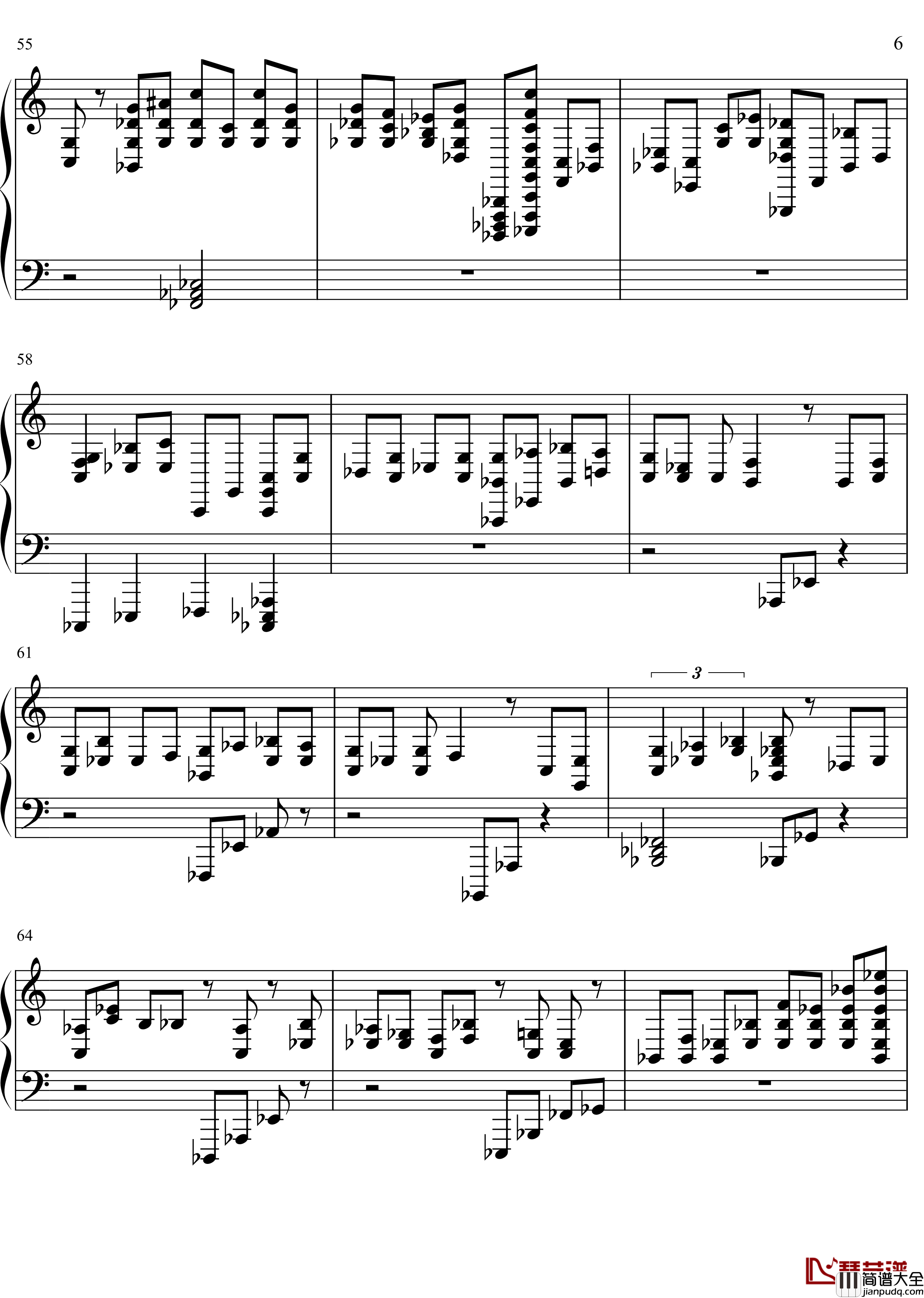 靠近我钢琴谱_56_yeluliao