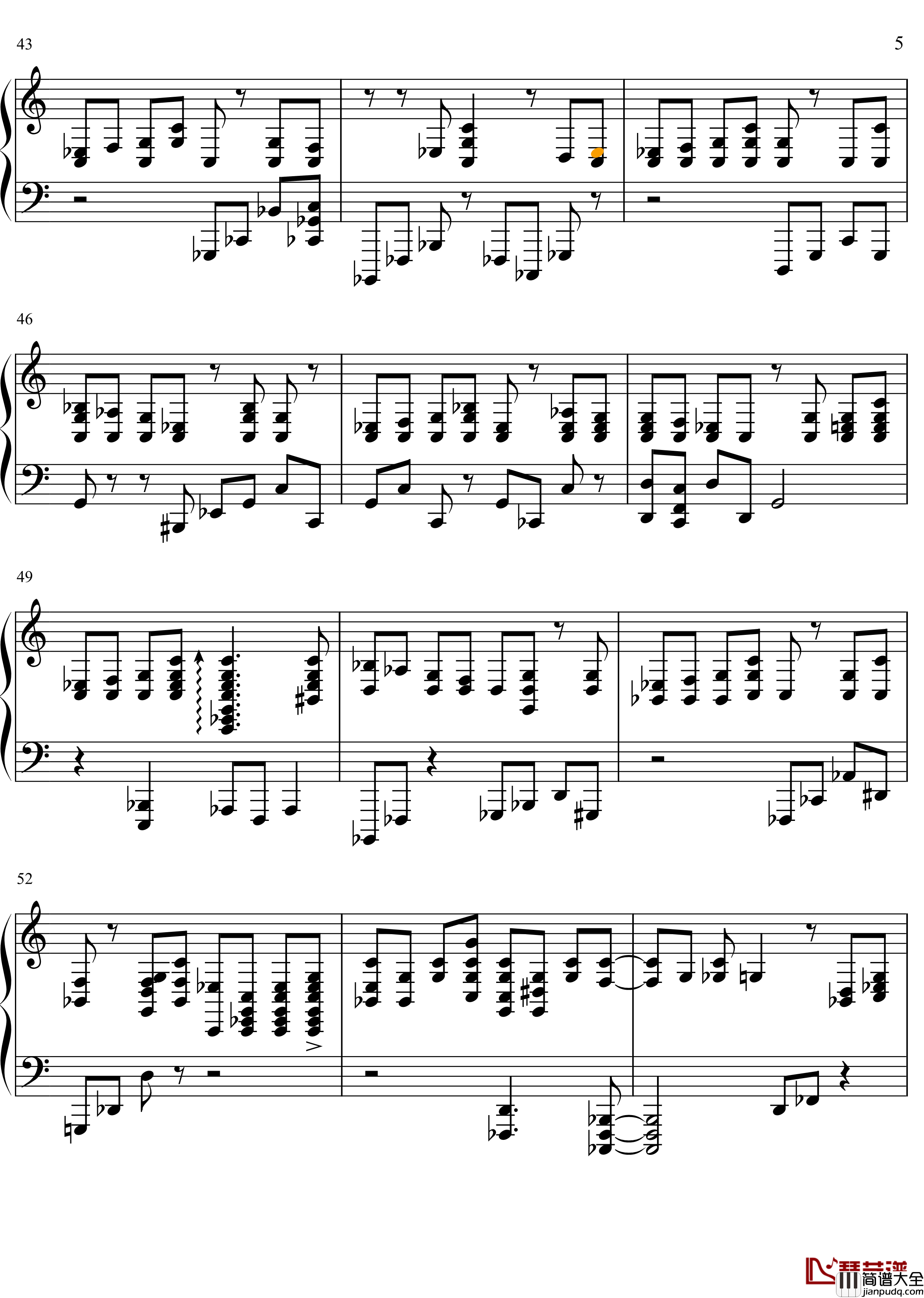 靠近我钢琴谱_56_yeluliao