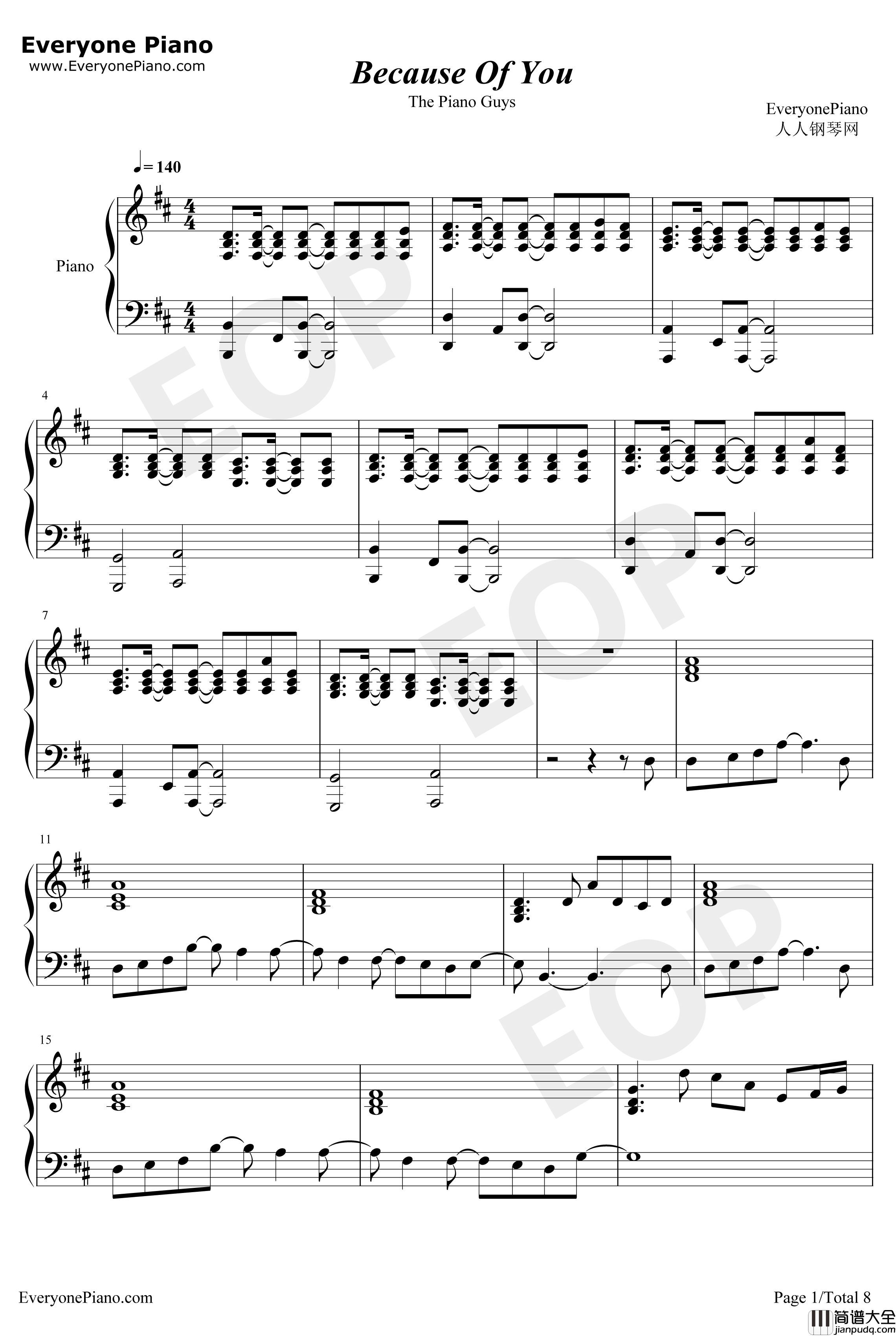 Because_of_You钢琴谱_ThePianoGuys