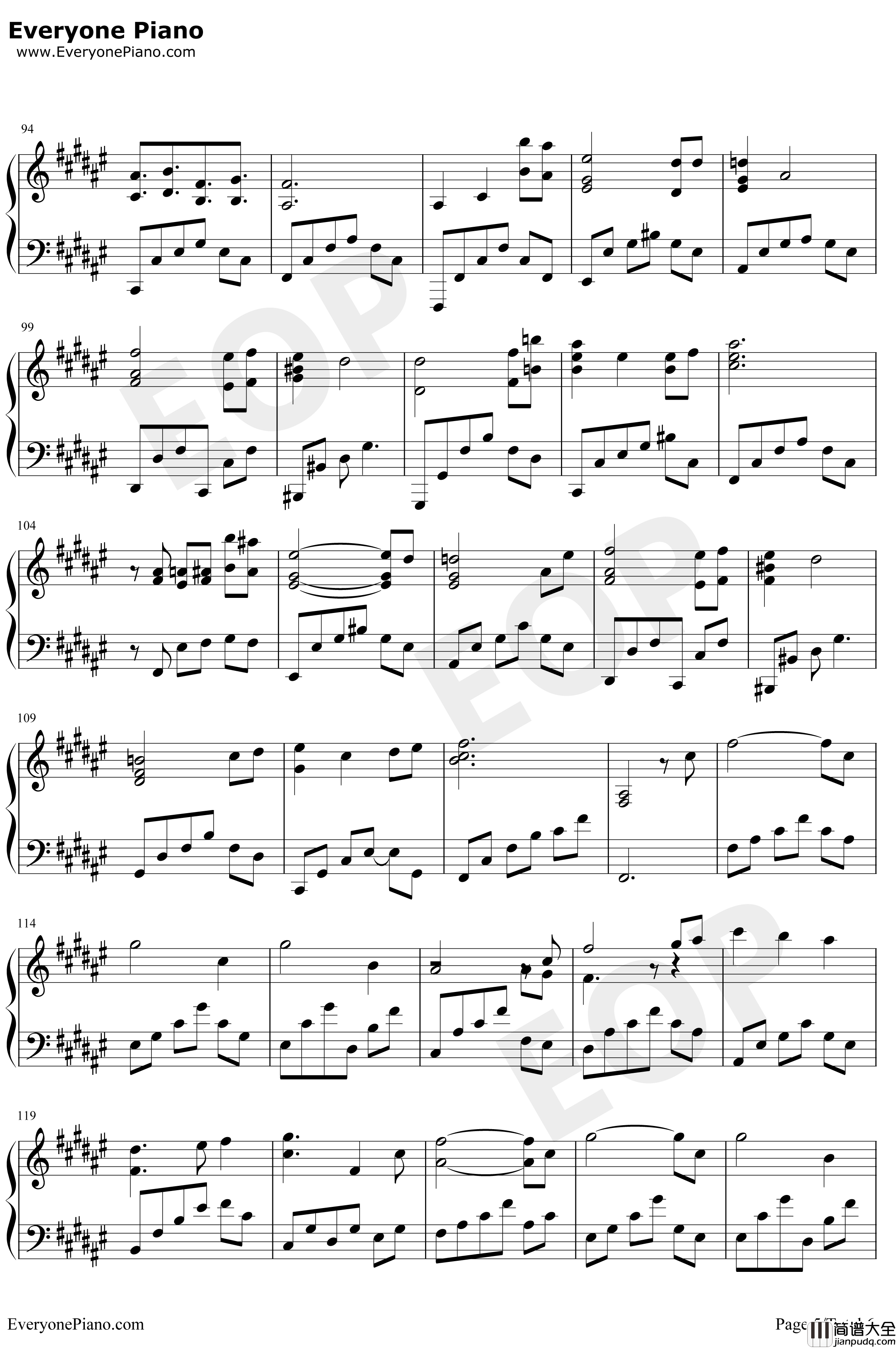 芬芳一生钢琴谱_毛不易/刘惜君_完美独奏版