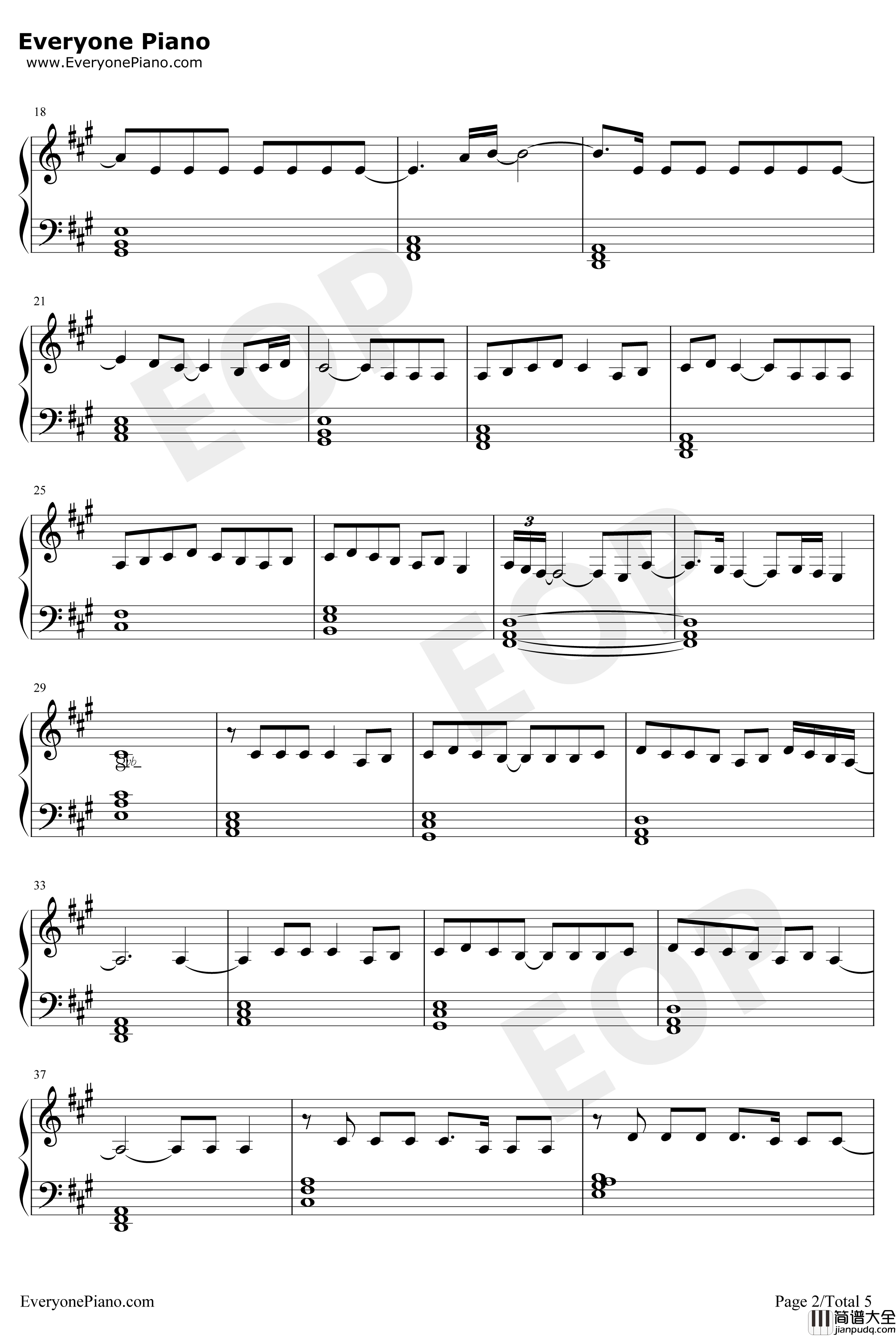 One钢琴谱_LewisCapaldi