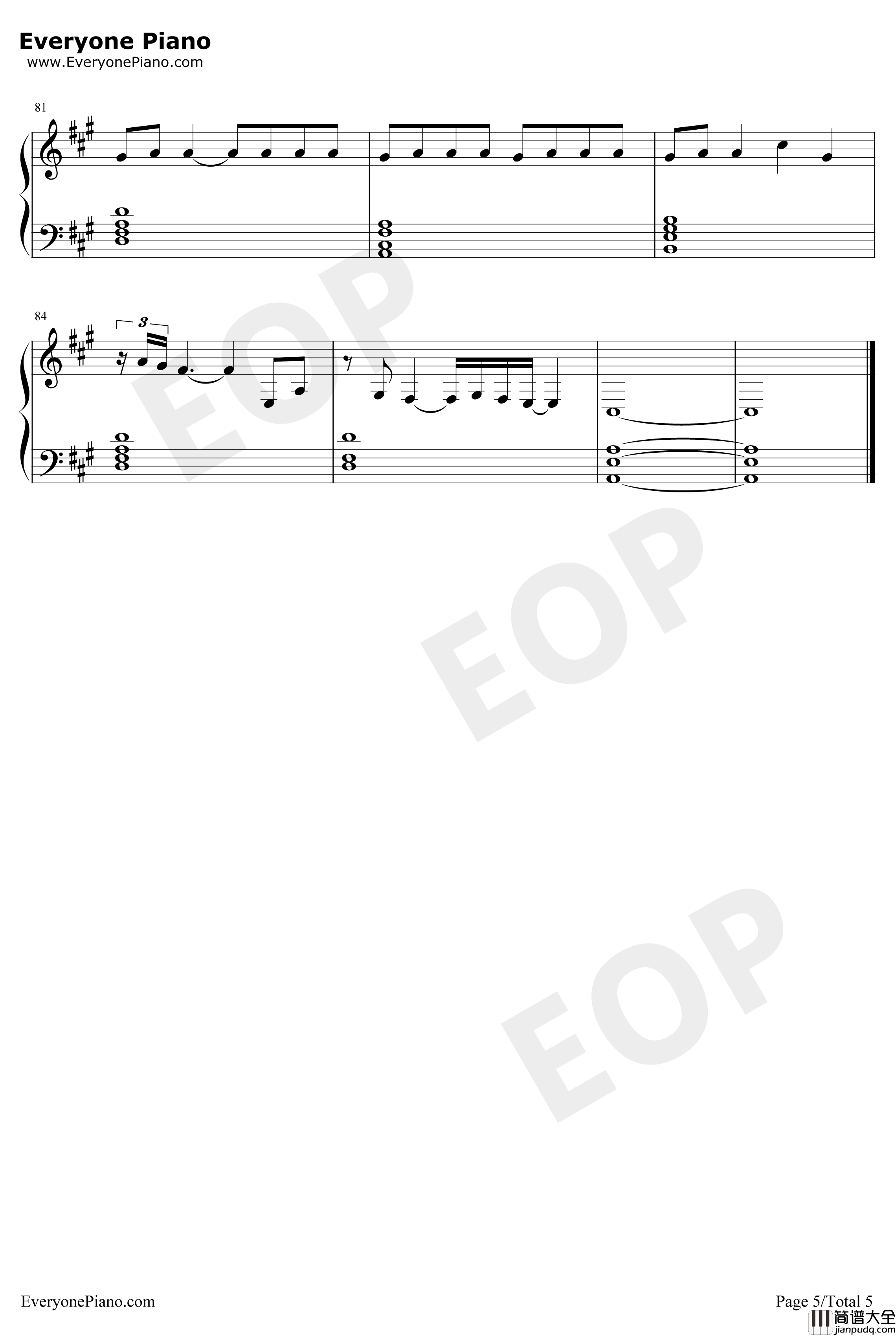 One钢琴谱_LewisCapaldi