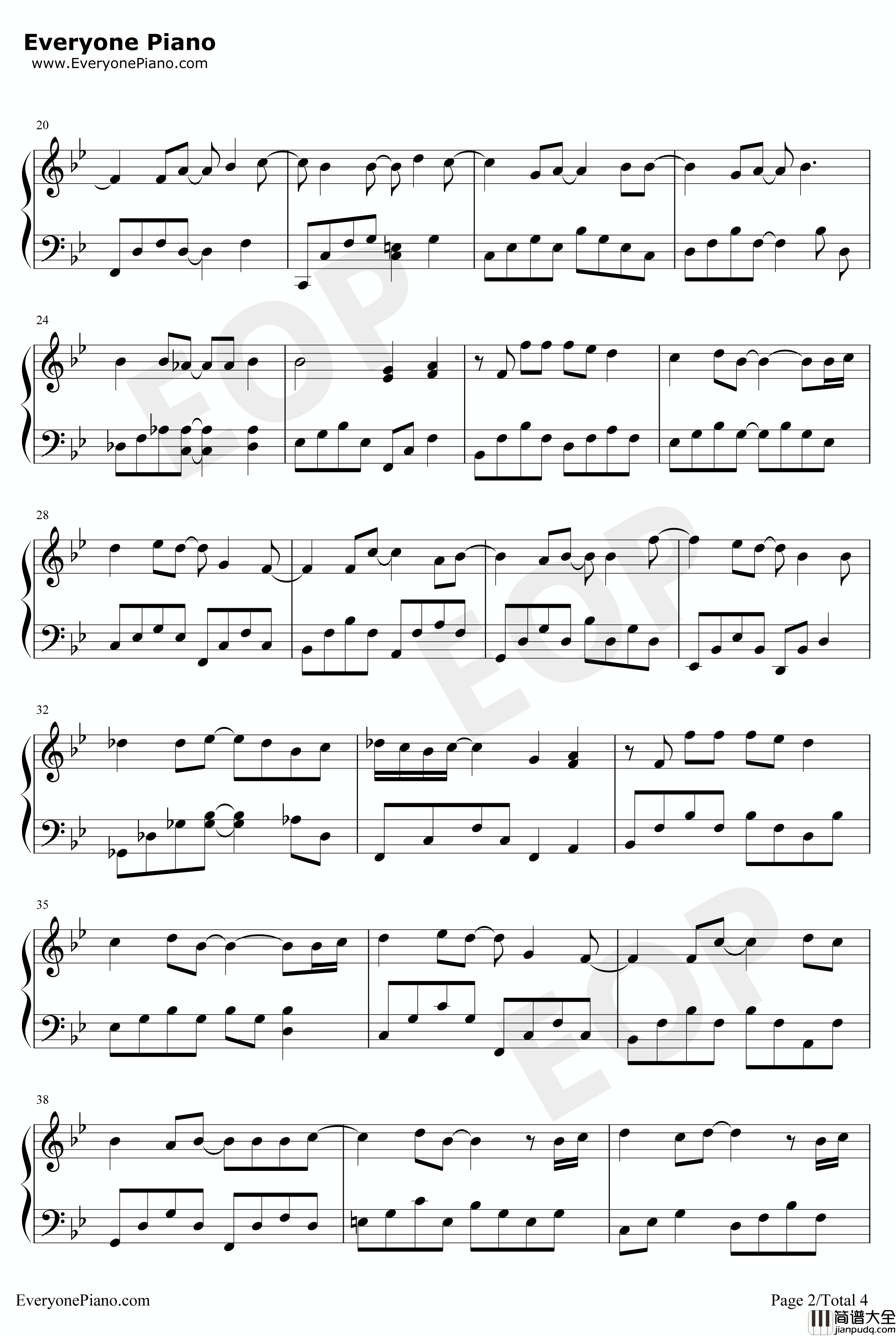 一眼瞬间钢琴谱_张惠妹/萧敬腾