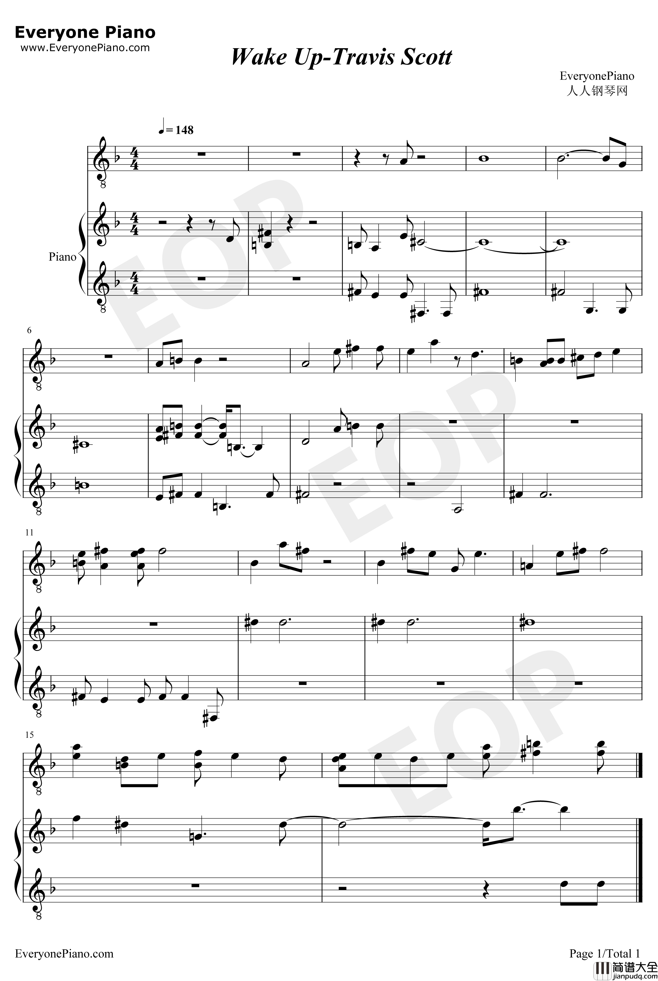 Wake_Up钢琴谱_TravisScott/TheWeeknd