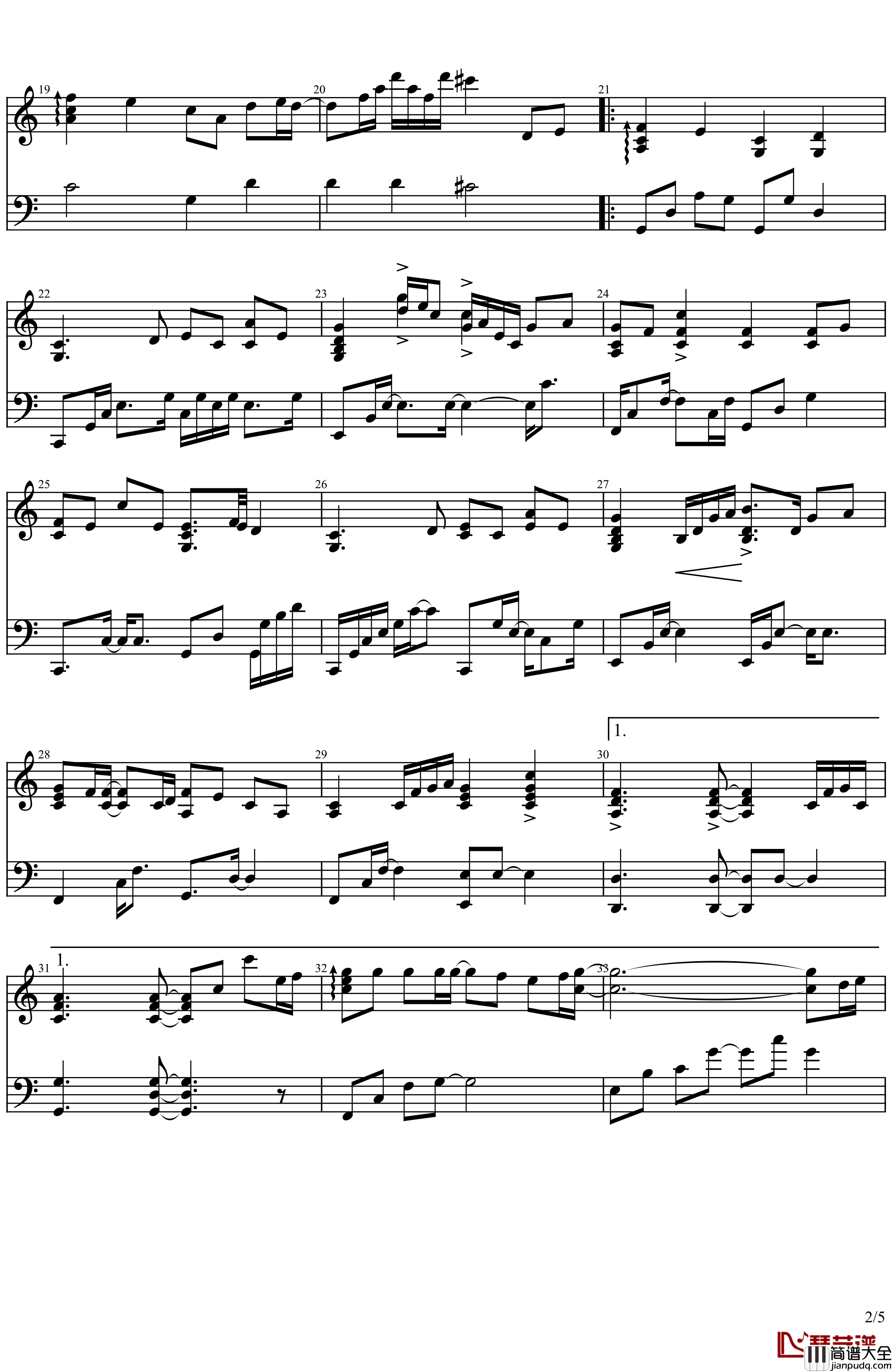 ヒトリ_(ver2.0)钢琴谱_Leaf__galgame_天使不在的12月_ED_天使不在的12月